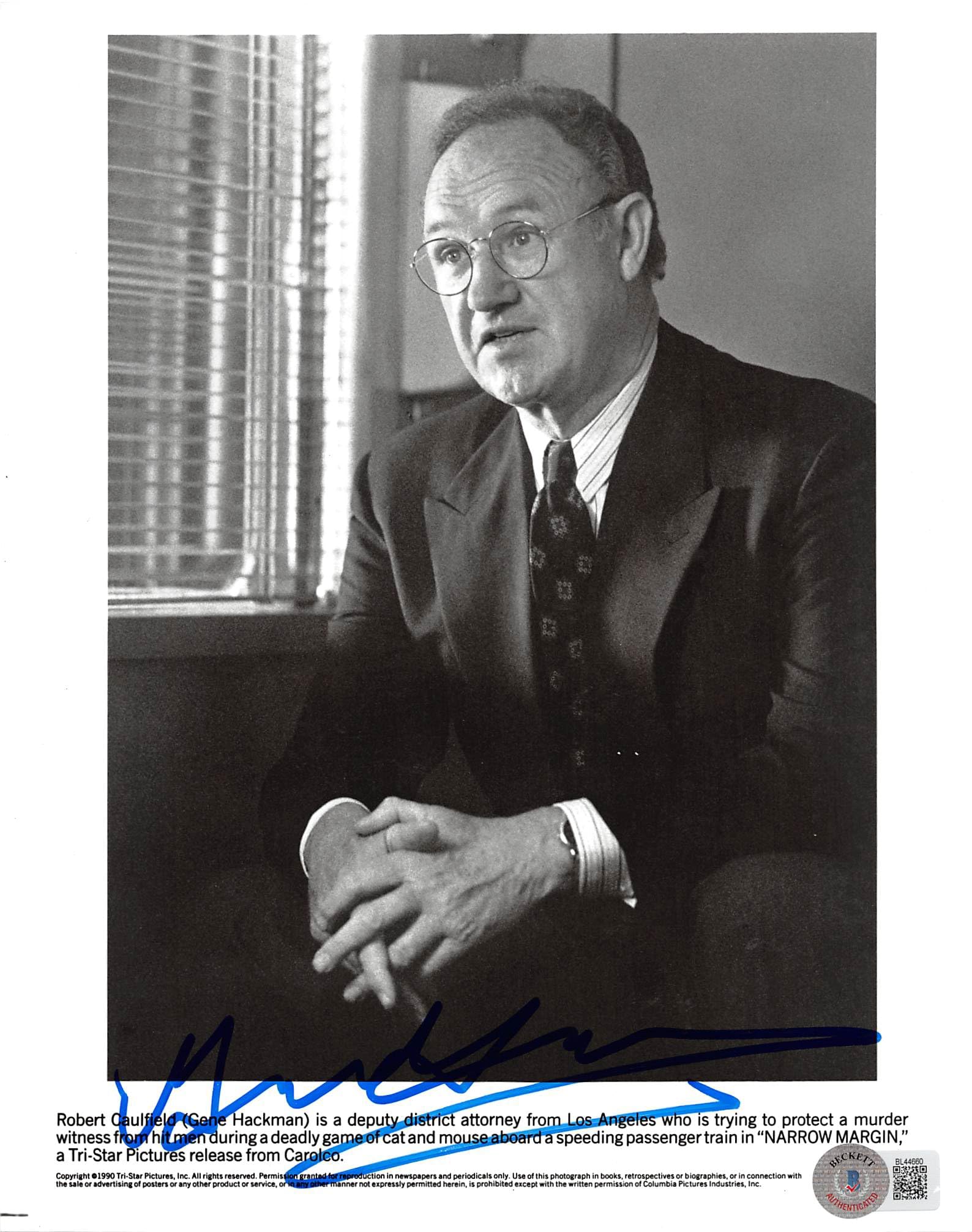Gene Hackman Narrow Margin Authentic Signed 8x10 Photo Autographed BAS #BL44660