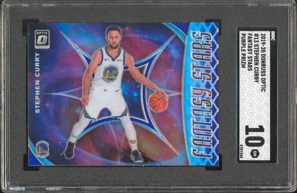 Stephen Curry 2019 Donruss Optic #13 Fantasy Stars Purple Prizm Card 10 SGC