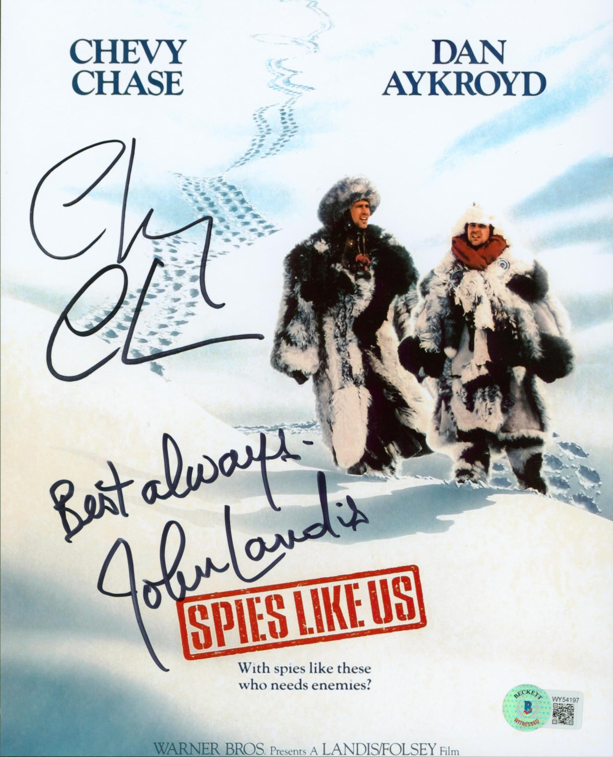 Chevy Chase & John Landis Spies Like Us Authentic Signed 8x10 Photo BAS #WY54197