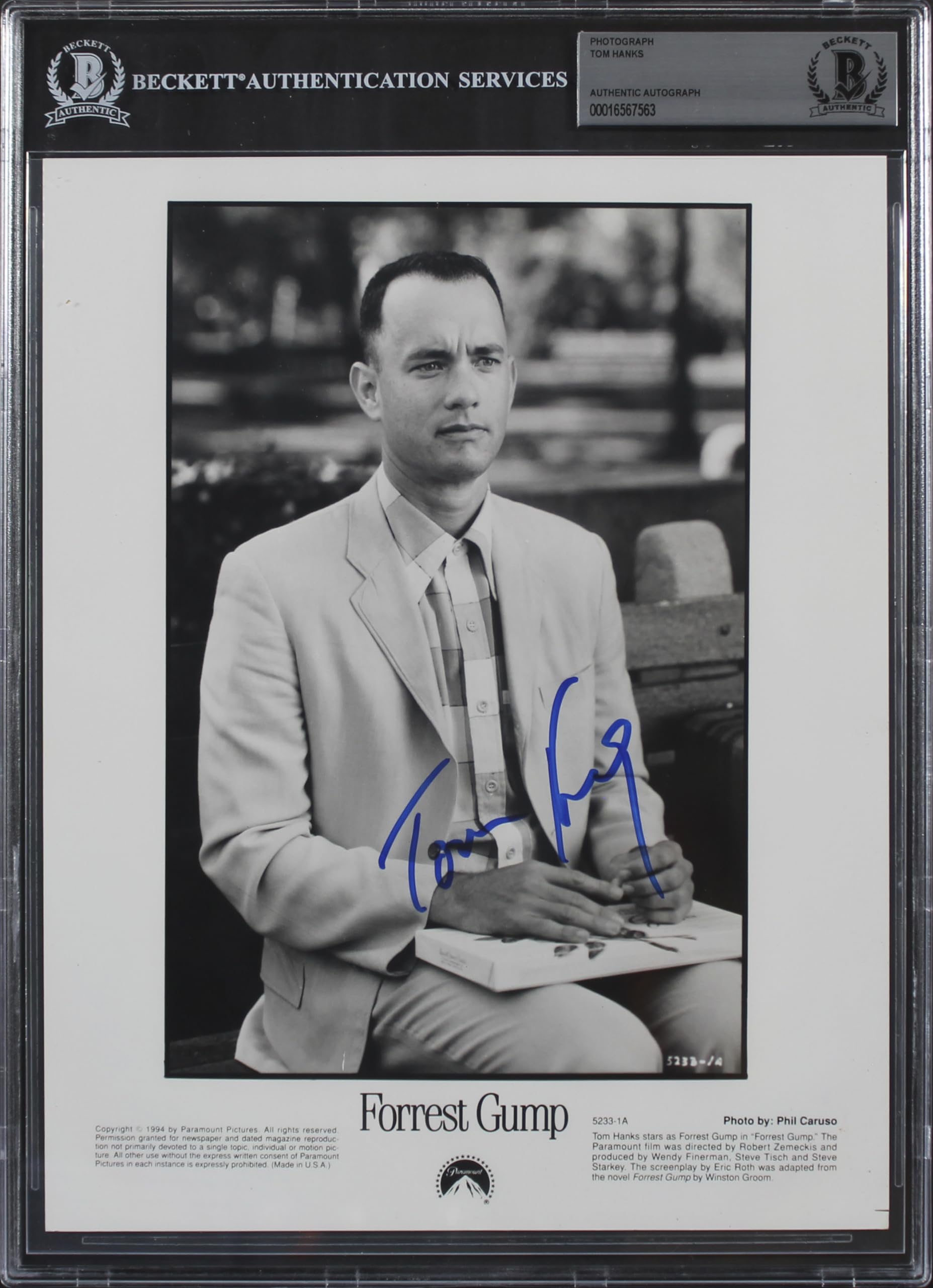 Tom Hanks Forrest Gump Authentic Signed 8x10 Photo Autographed BAS Slabbed