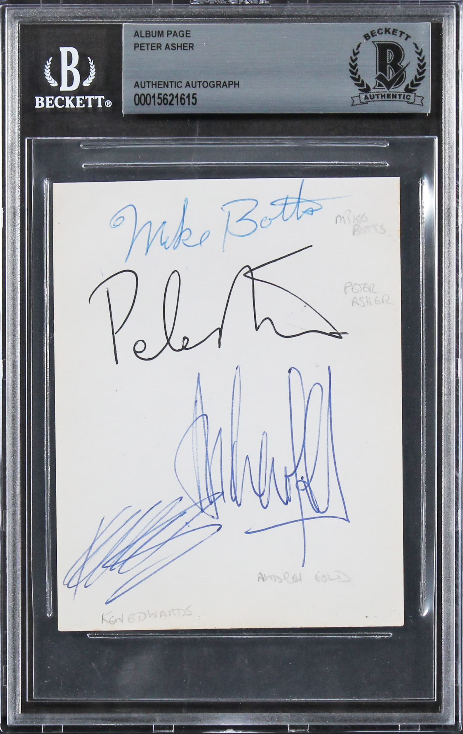 Peter Asher Beatles Authentic Signed 3.5x4.5 Album Page Autographed BAS Slabbed