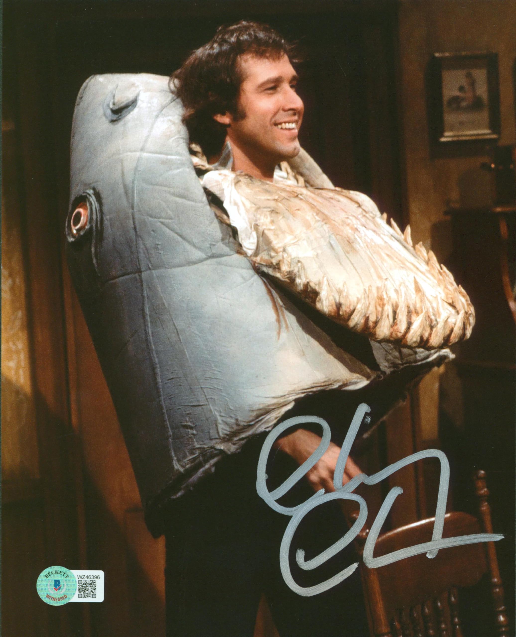 Chevy Chase Saturday Night Live Authentic Signed 8x10 Shark Head Photo BAS Wit