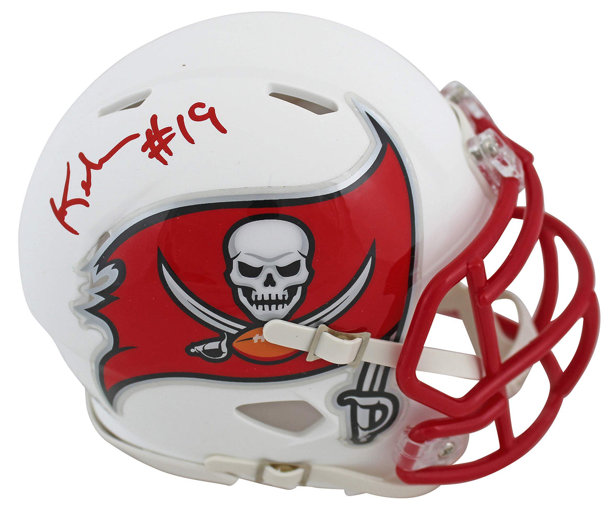 Buccaneers Keyshawn Johnson Signed Flat White Speed Mini Helmet JSA Witness