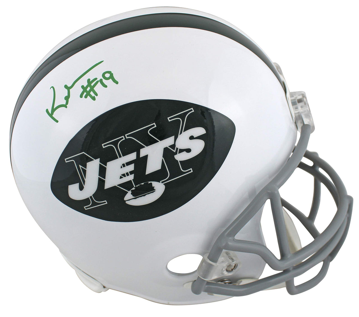 Jets Keyshawn Johnson Signed Vintage 65-77 Throwback Full Size Rep Helmet JSA