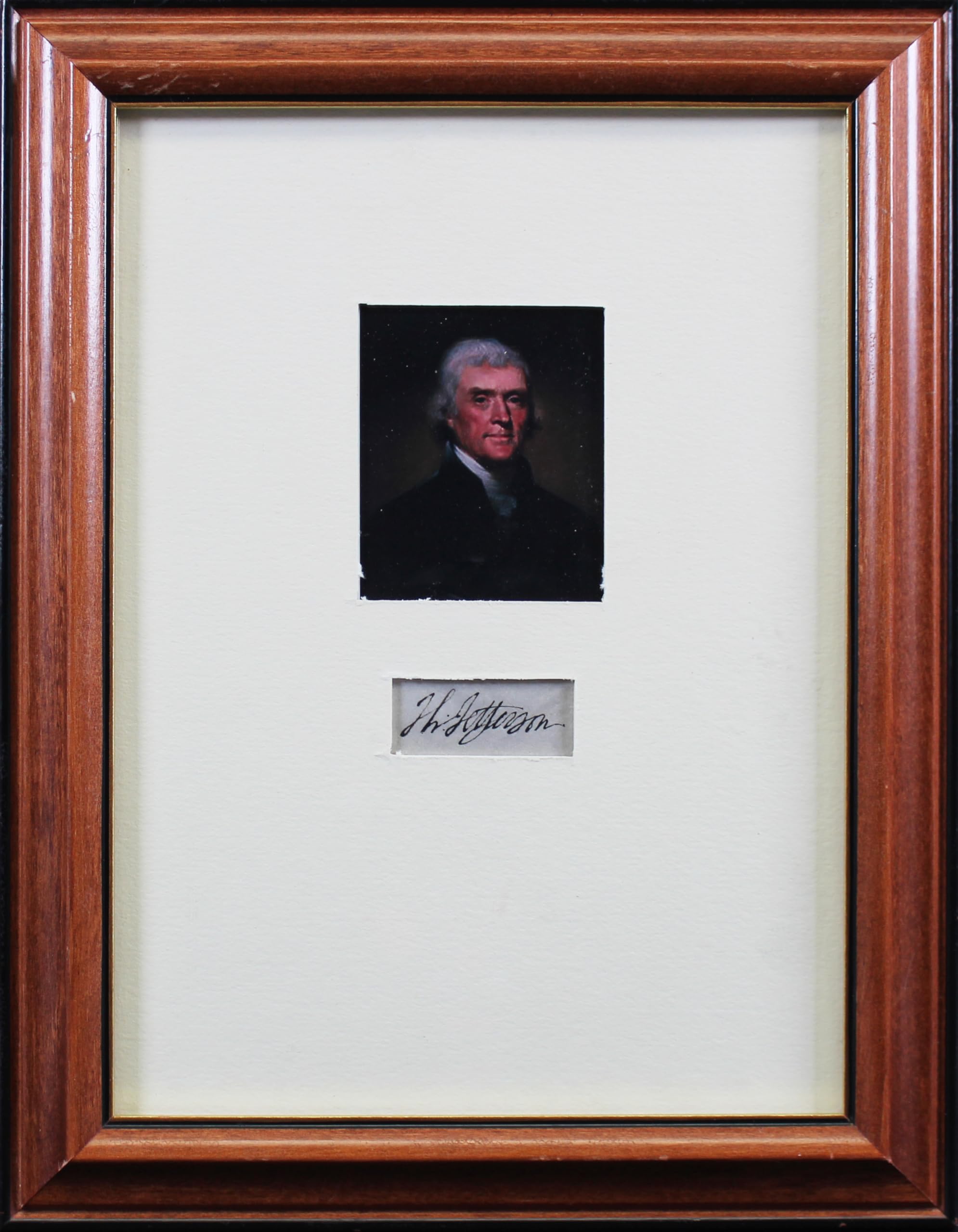 Thomas Jefferson Authentic Signed & Framed 1x2 Cut Signature JSA #XX32290