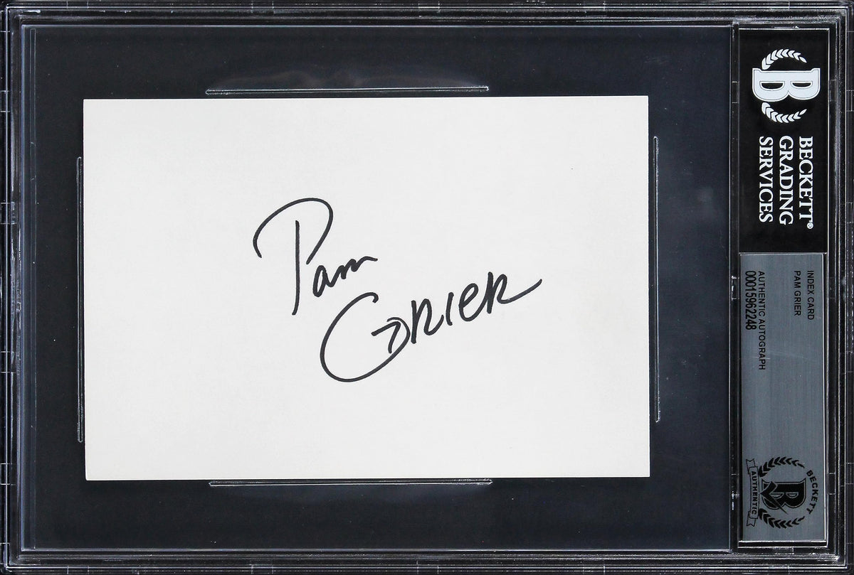 Pam Grier Jackie Brown Authentic Signed 4x6 Index Card BAS Slabbed