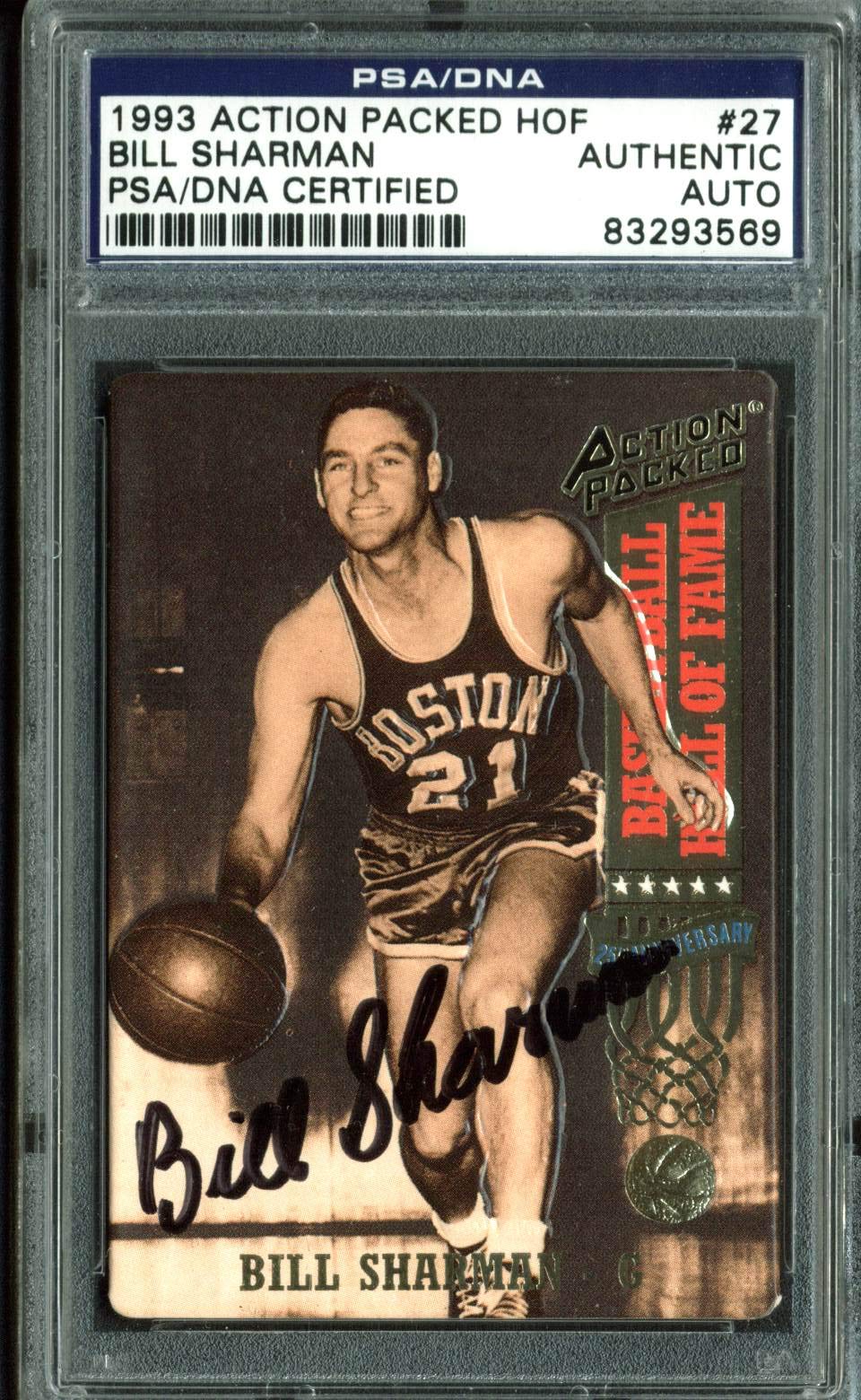 Celtics Bill Sharman Signed 1993 Action Packed HOF #27 Auto Card PSA/DNA Slabbed