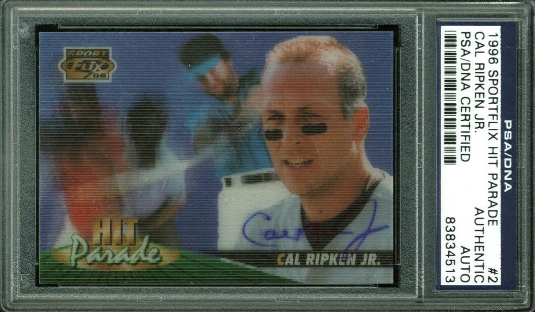 Orioles Cal Ripken Jr. Signed Card 1996 Sportflix Hit Parade #2 PSA/DNA Slabbed