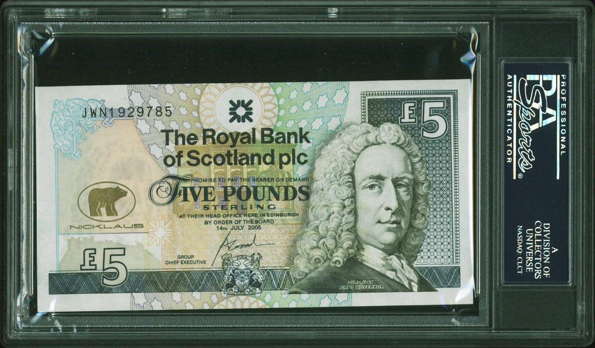 Jack Nicklaus Signed 2005 Royal Bank Of Scotland £5 Banknote PSA/DNA Slabbed
