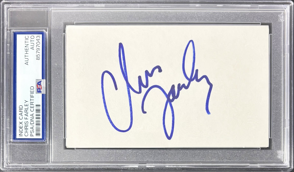 Chris Farley Tommy Boy Authentic Signed 3x5 Index Card PSA/DNA Slabbed