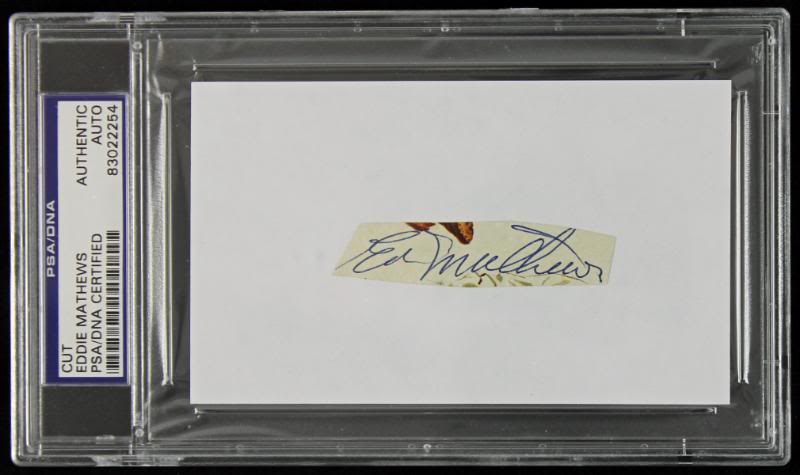 Braves Eddie Mathews Signed Authentic Cut PSA/DNA Slabbed