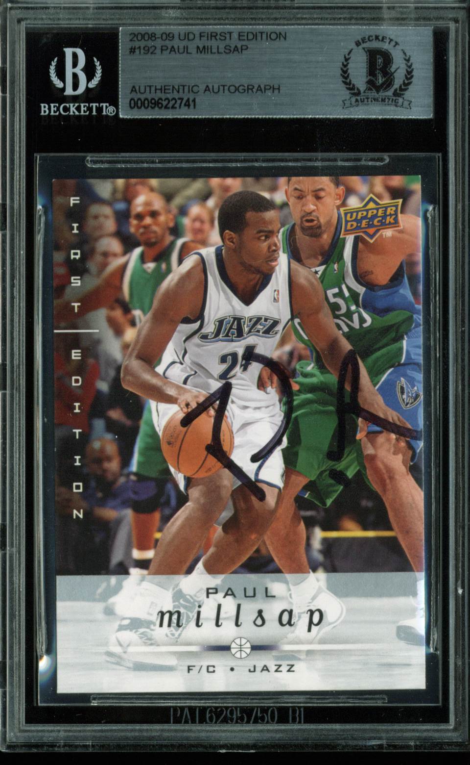 Jazz Paul Millsap Authentic Signed Card 2008 UD First Edition #192 BAS Slabbed