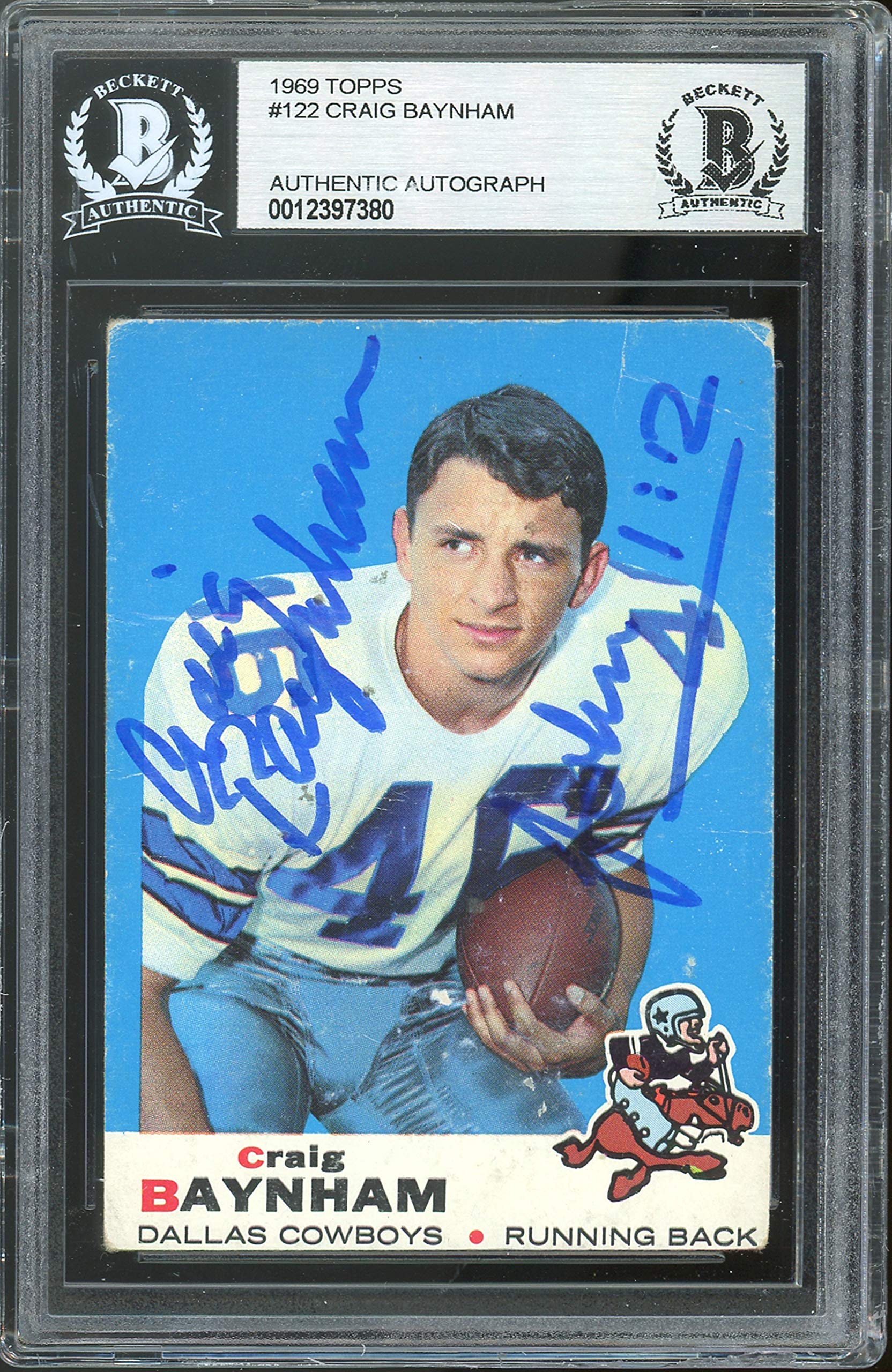 Cowboys Craig Baynham Authentic Signed 1969 Topps #122 Card BAS Slabbed