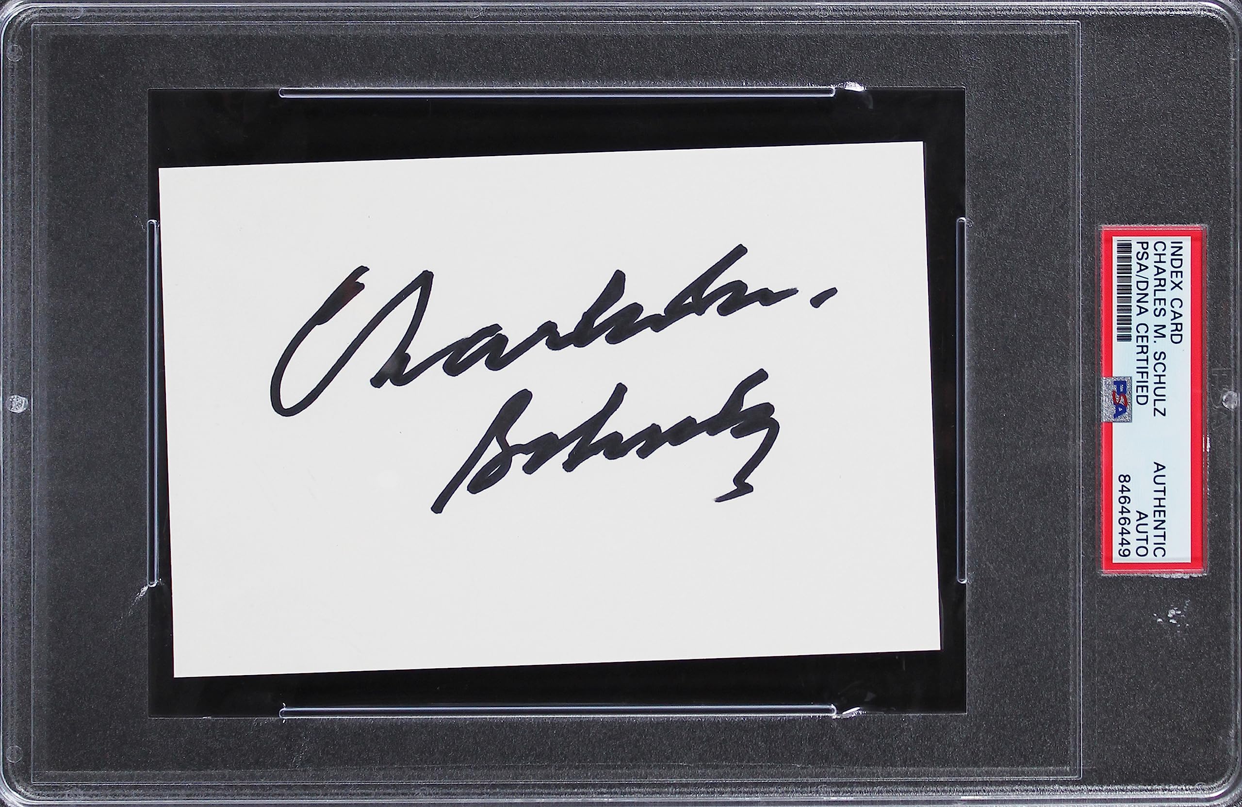 Charles Schulz Peanuts Authentic Signed 4x6 Index Card PSA/DNA Slabbed