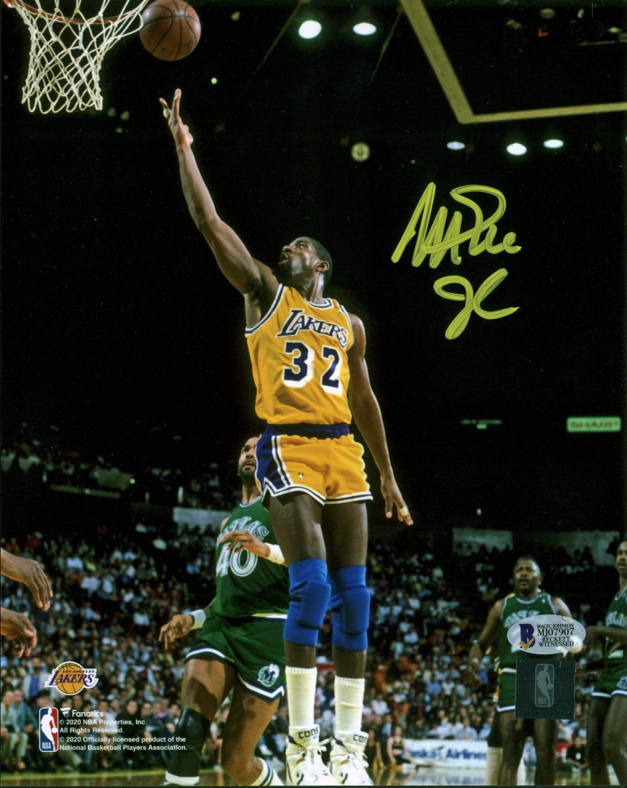 Lakers Magic Johnson Authentic Signed 8x10 Photo Vs Mavericks BAS Witnessed