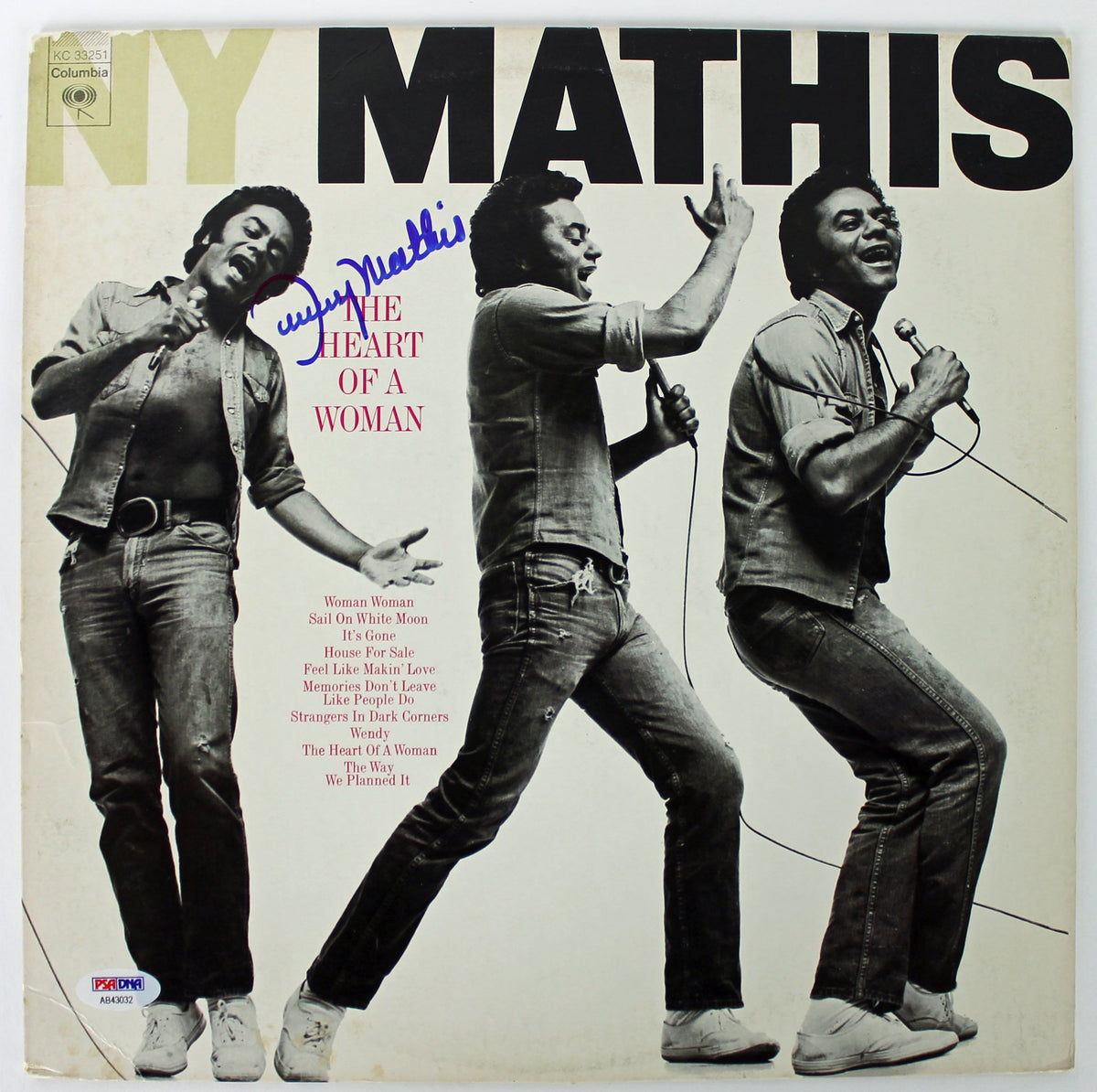 Johnny Mathis Authentic Signed The Heart Of Woman Album Cover PSA/DNA #AB43032