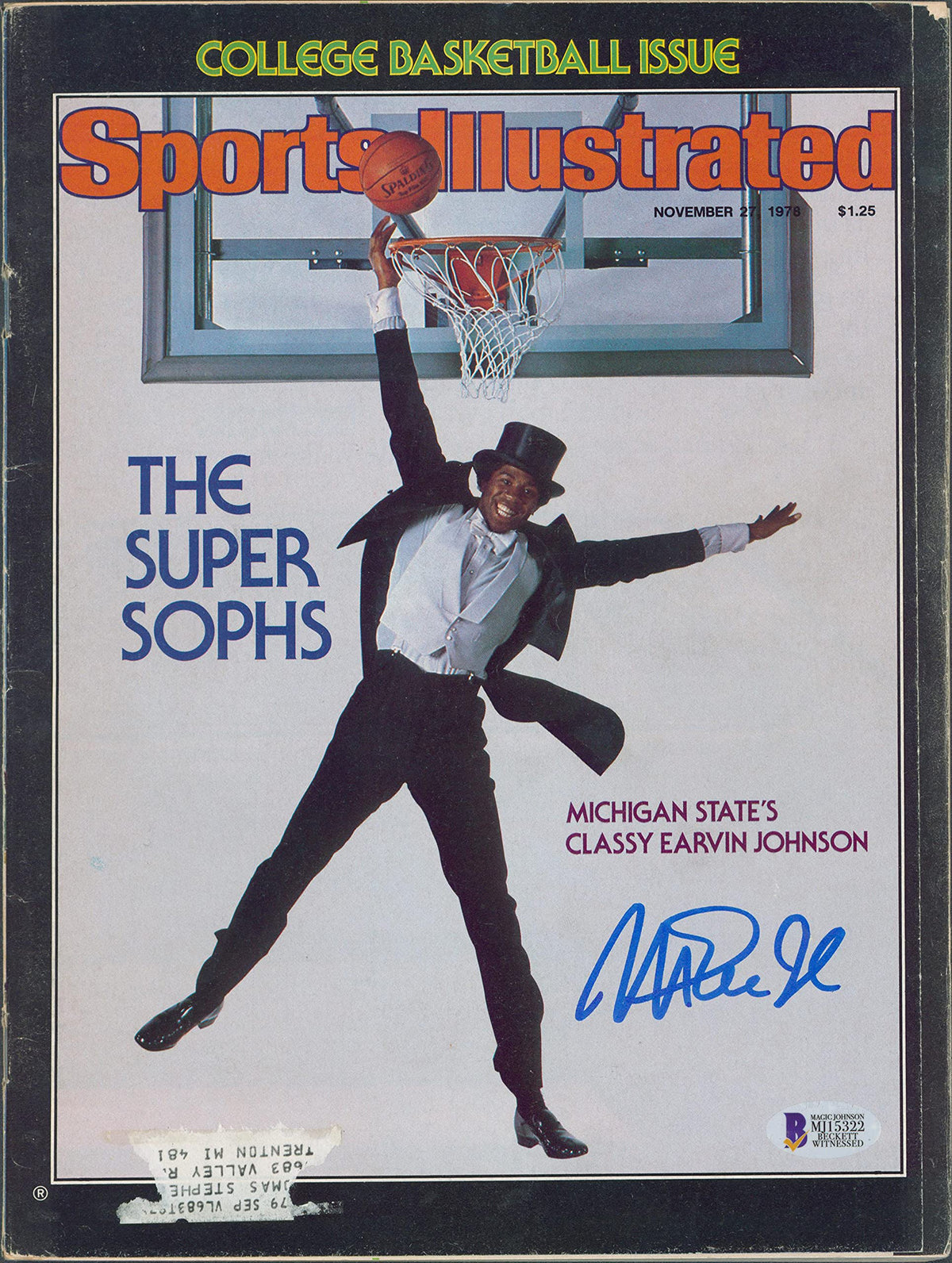 Lakers Magic Johnson Signed Nov. 1978 Sports Illustrated Magazine BAS #MJ15322