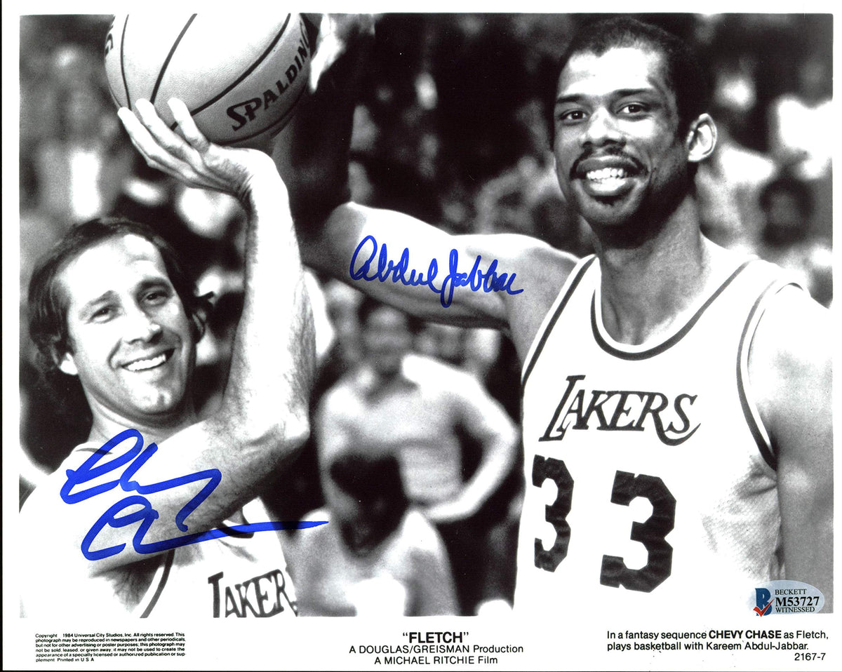 Chevy Chase & Kareem Abdul-Jabbar Fletch Authentic Signed 8x10 Photo BAS Witness