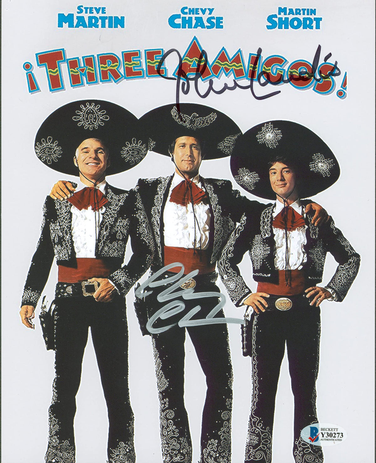 Chevy Chase & John Landis Three Amigos! Authentic Signed 8x10 Photo BAS #Y30273