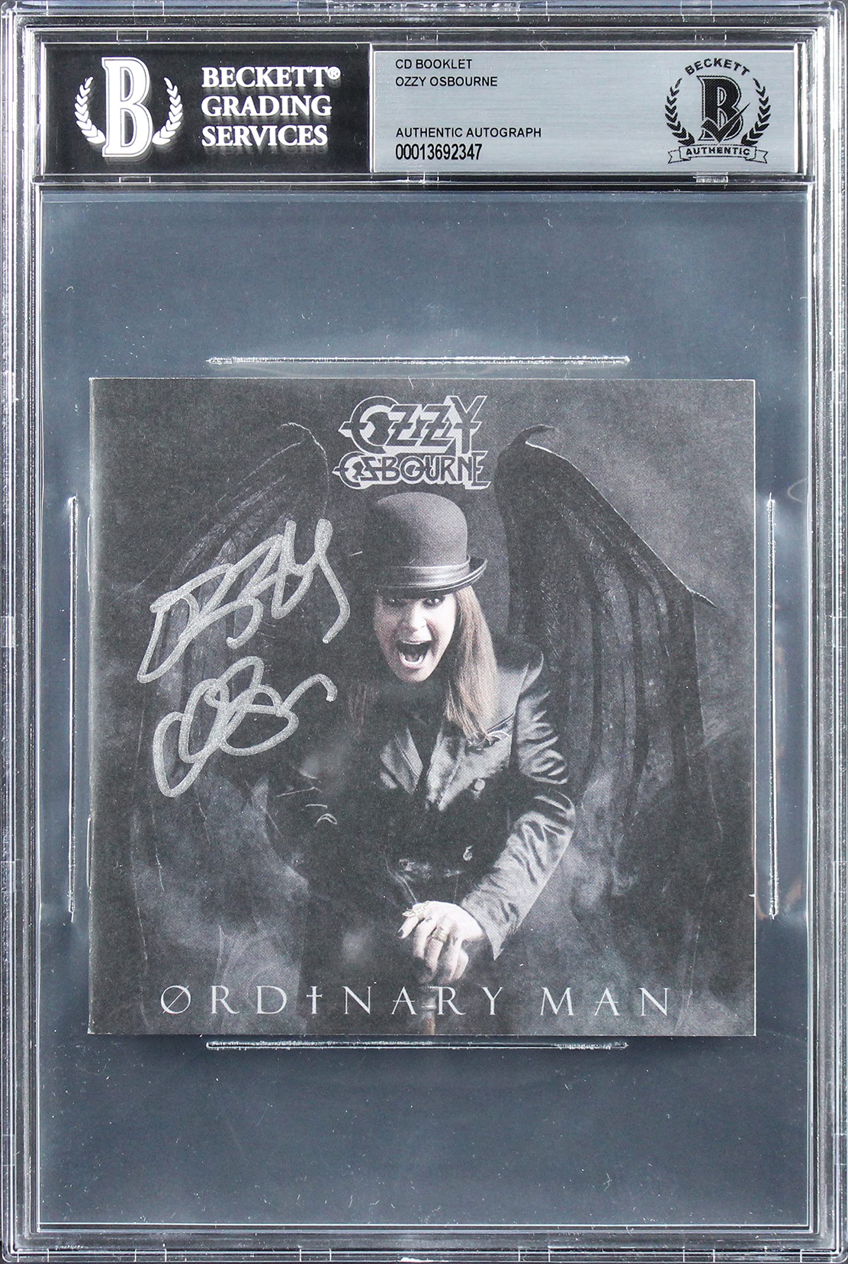 Ozzy Osbourne Authentic Signed Ordinary Man Cd Cover Autographed BAS Slabbed