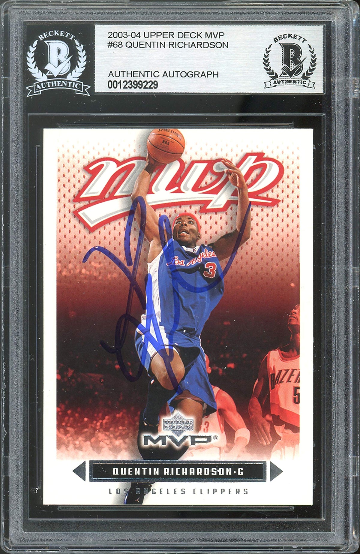 Clippers Quentin Richardson Signed 2003 Upper Deck MVP #68 Card BAS Slabbed