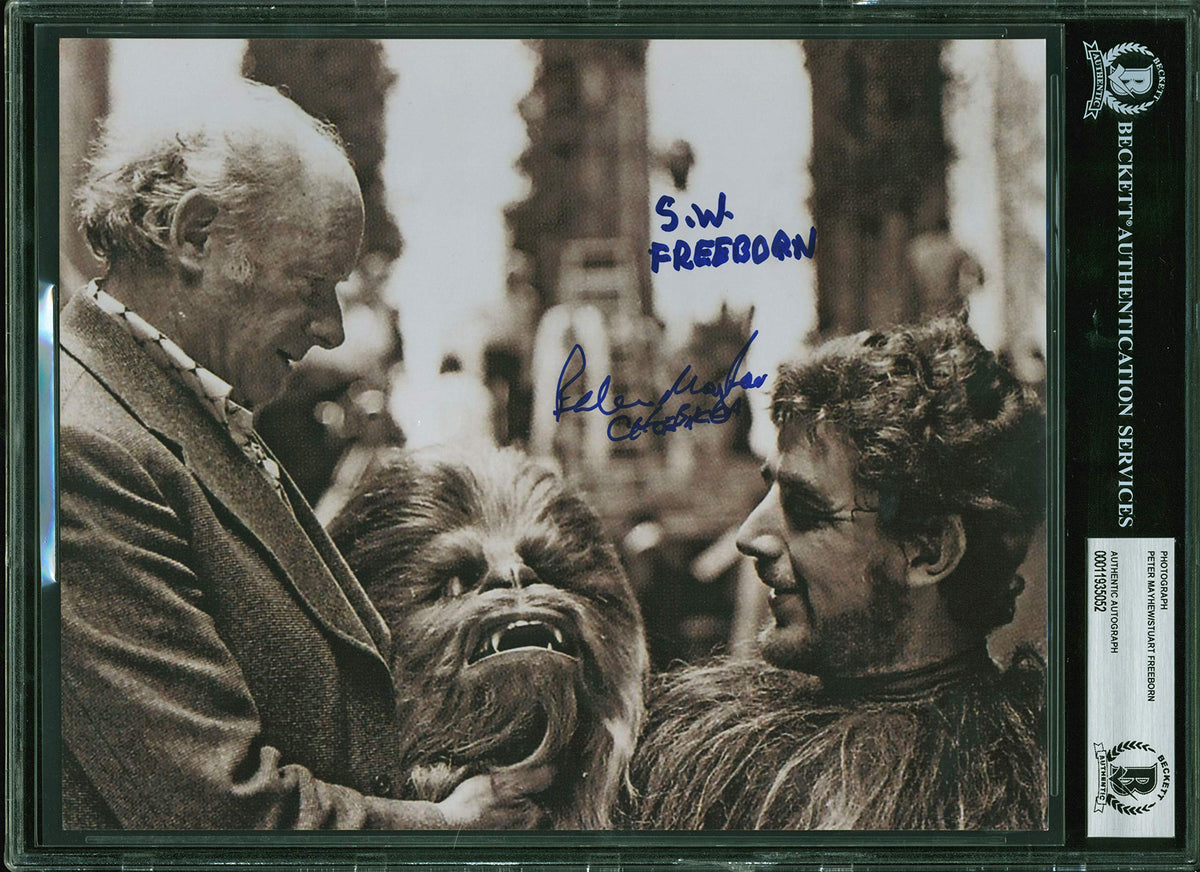 Peter Mayhew & Stewart Freeborn Star Wars Authentic Signed 8x10 Photo BAS Slab 2