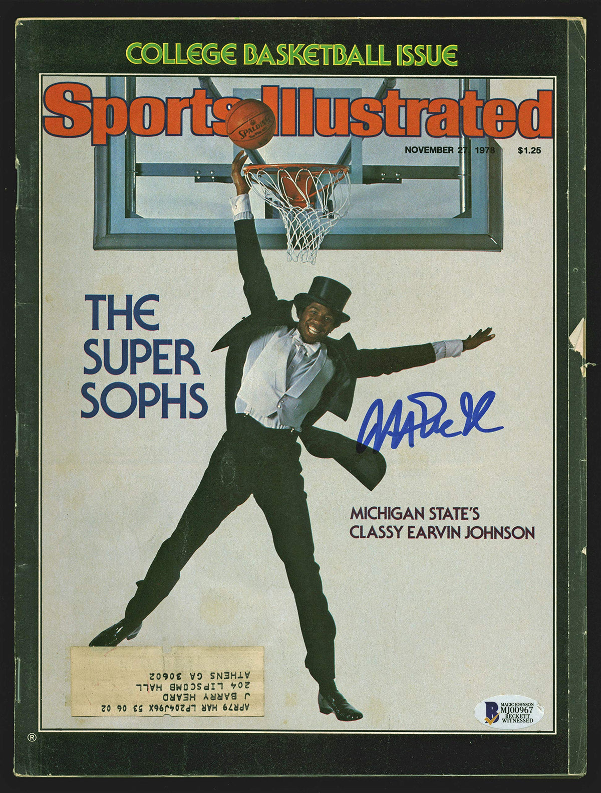 Lakers Magic Johnson Signed Nov. 1978 Sports Illustrated Magazine BAS #MJ00967