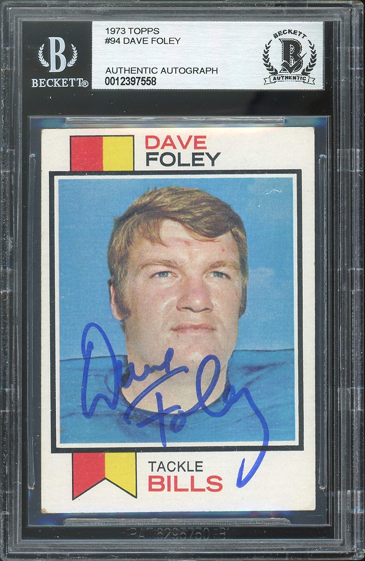 Bills Dave Foley Authentic Signed 1973 Topps #94 Card BAS Slabbed