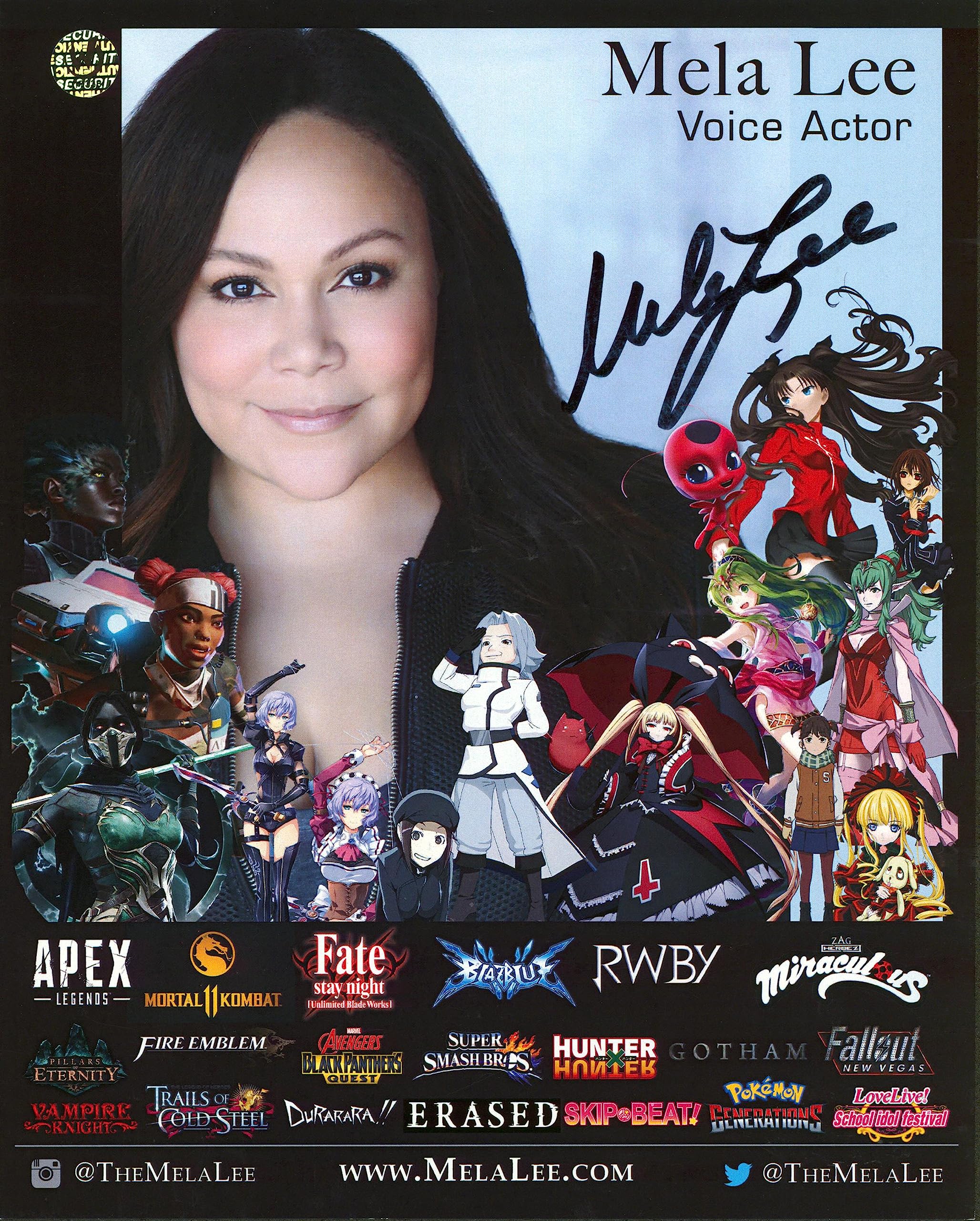 Mela Lee Voice Actor Authentic Signed 8x10 Photo Autographed Wizard World 1