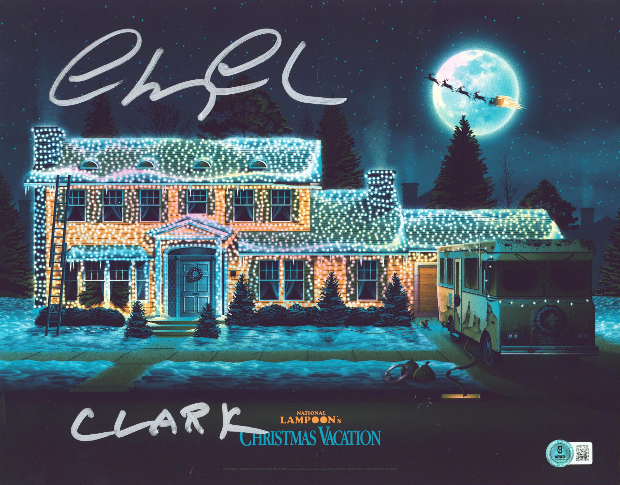 Chevy Chase Christmas Vacation "Clark" Signed 11x14 Photo BAS Wit #1W377535