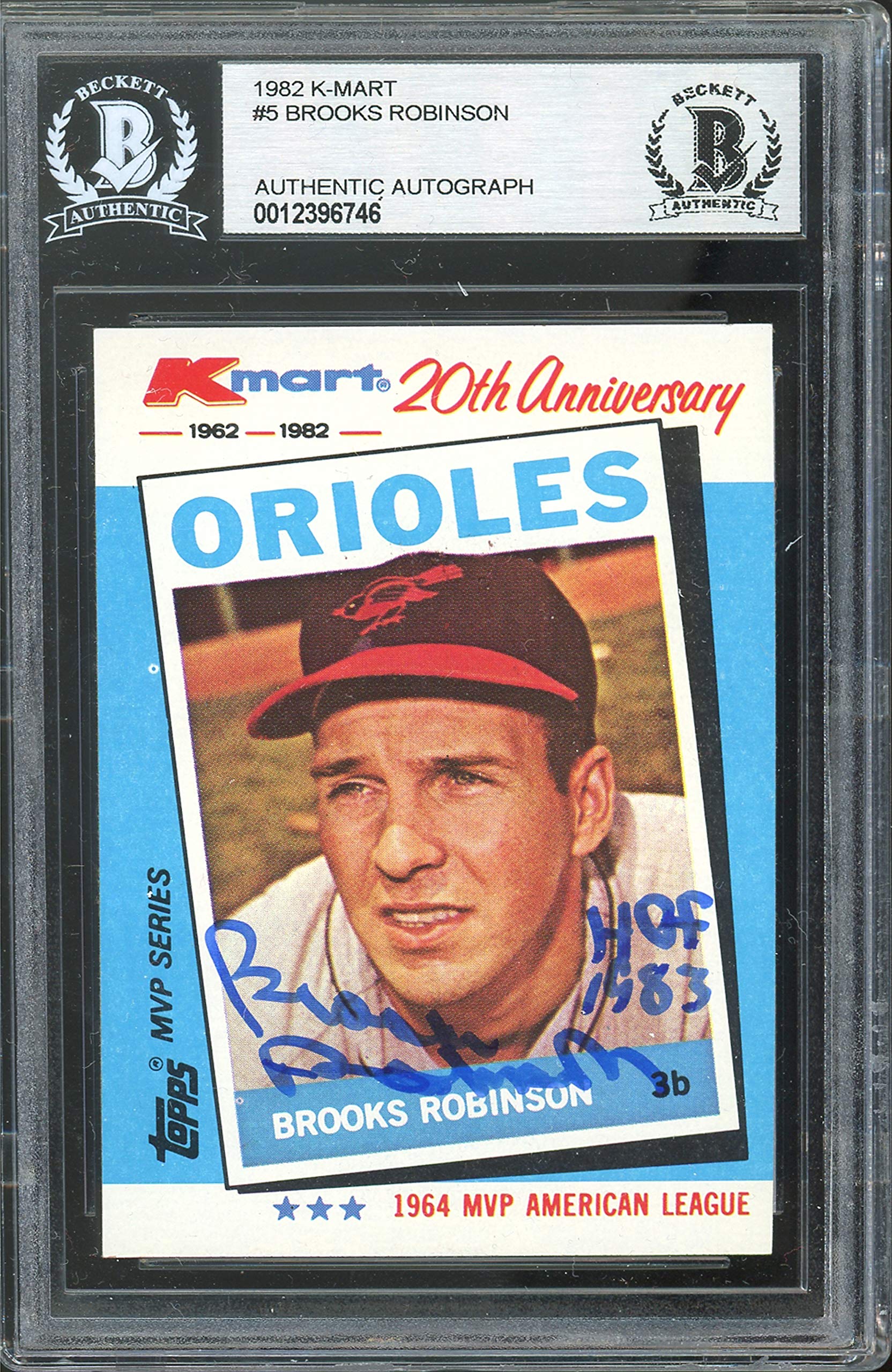 Orioles Brooks Robinson "HOF 1983" Authentic Signed 1982 K-Mart #5 Card BAS Slab