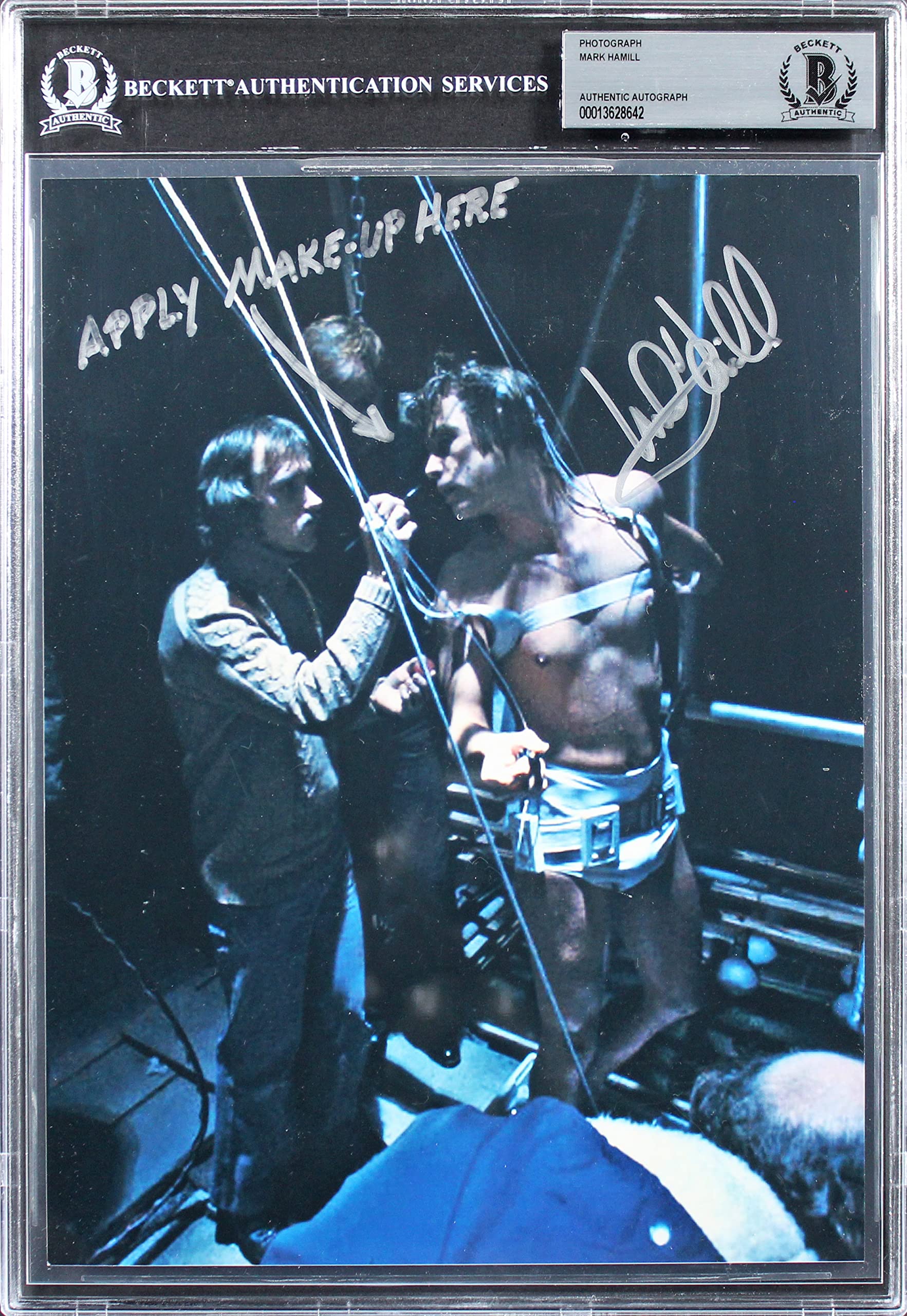 Mark Hamill Star Wars "Apply Make-Up Here" Authentic Signed 8x10 Photo BAS Slab