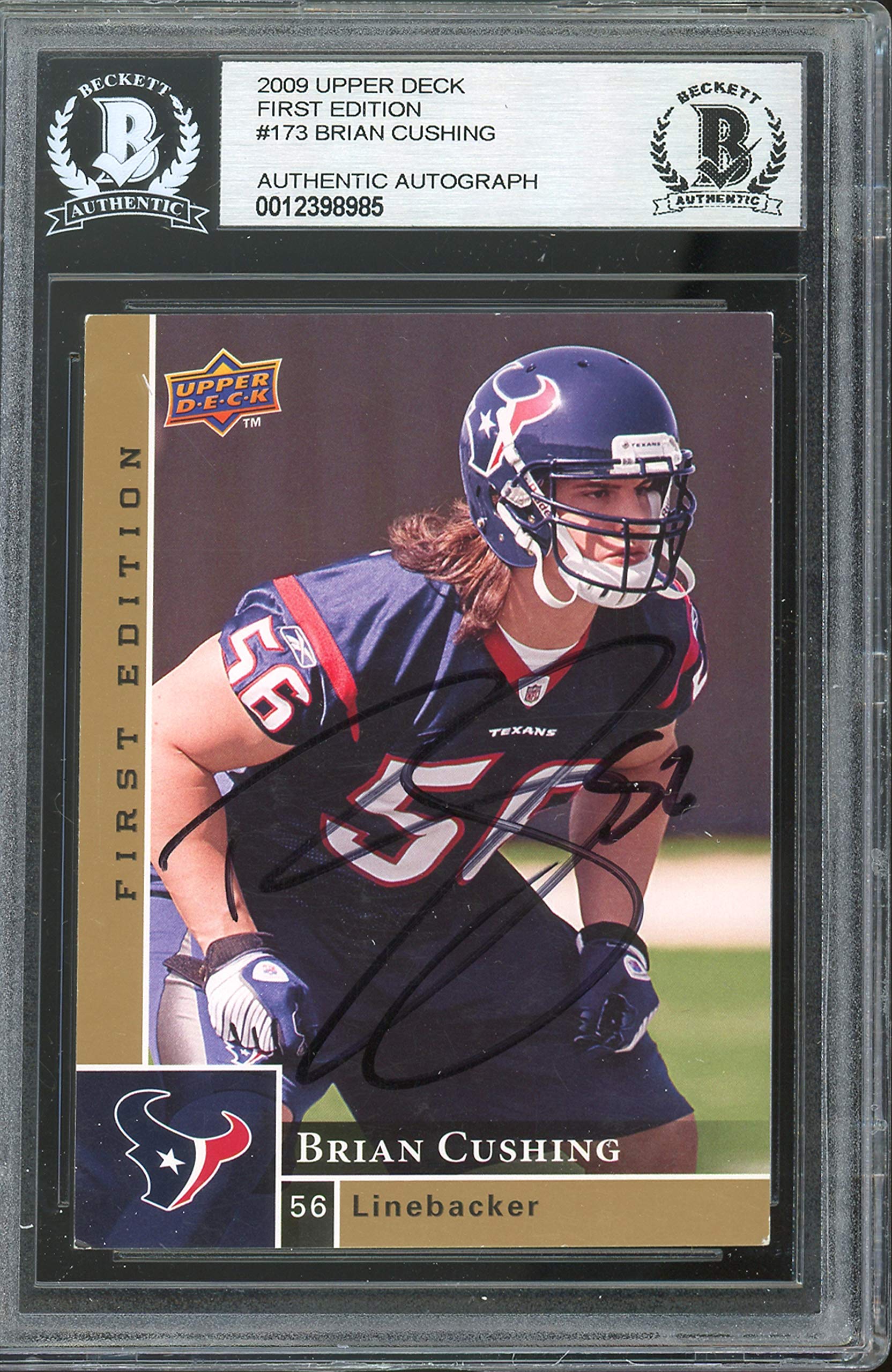 Texans Brian Cushing Signed 2009 Upper Deck First Edition #173 Card BAS SlabbedTexans Brian Cushing Signed 2009 Upper Deck First Edition #173 Card BAS Slabbedbill