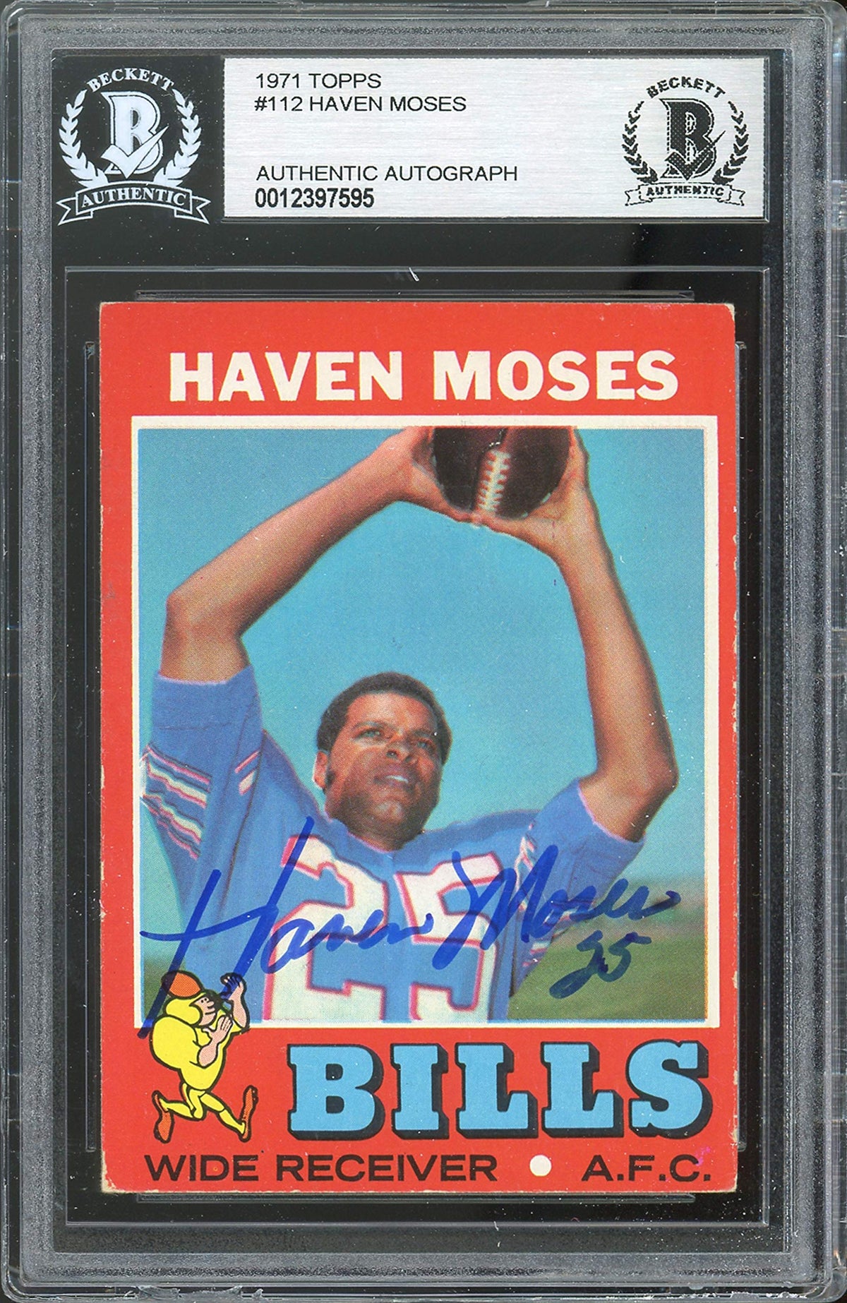 Bills Haven Moses Authentic Signed 1971 Topps #112 Card BAS Slabbed