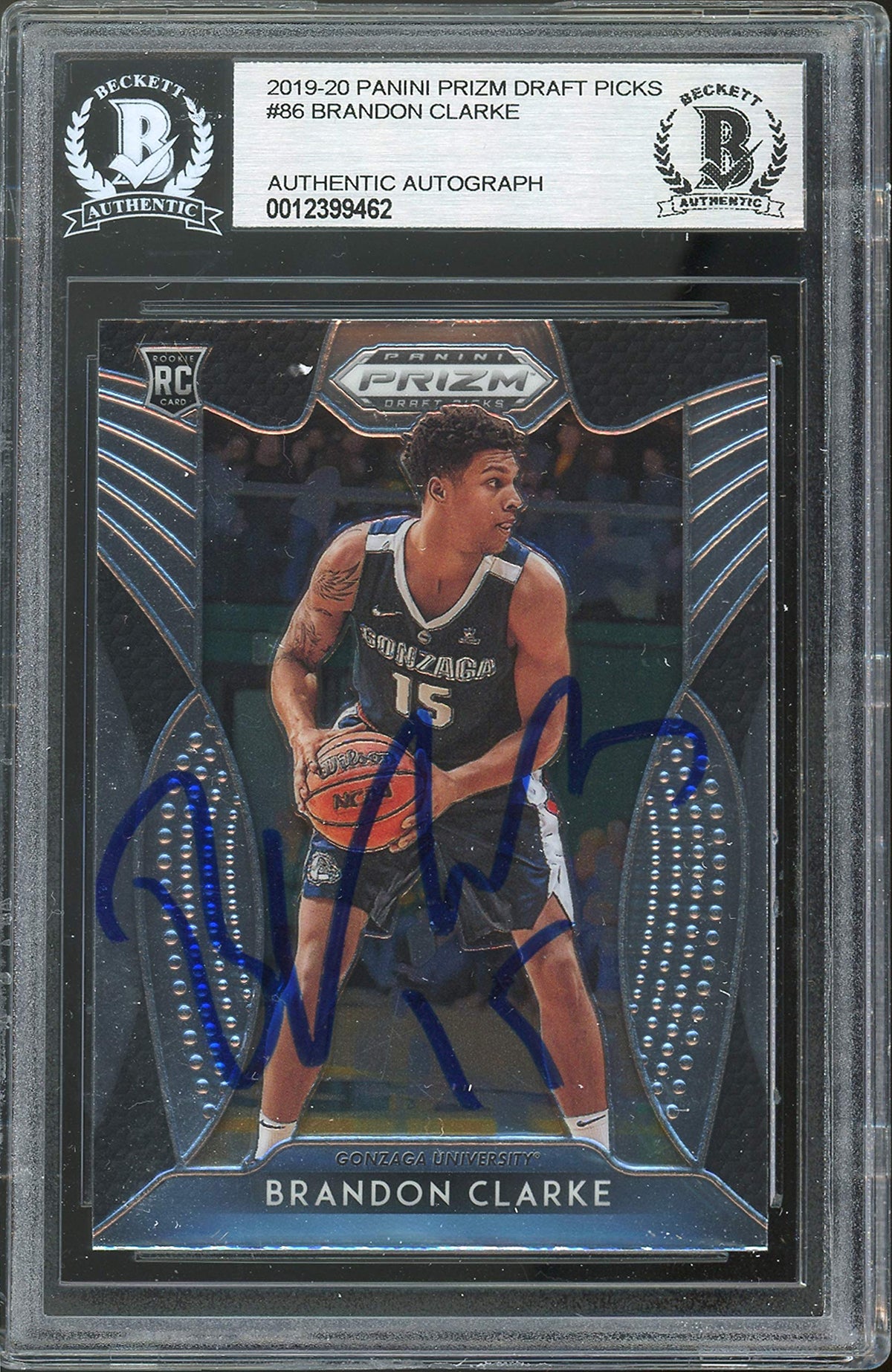 Grizzlies Brandon Clarke Signed 2019 Panini Prizm DP #86 Rookie Card BAS Slabbed