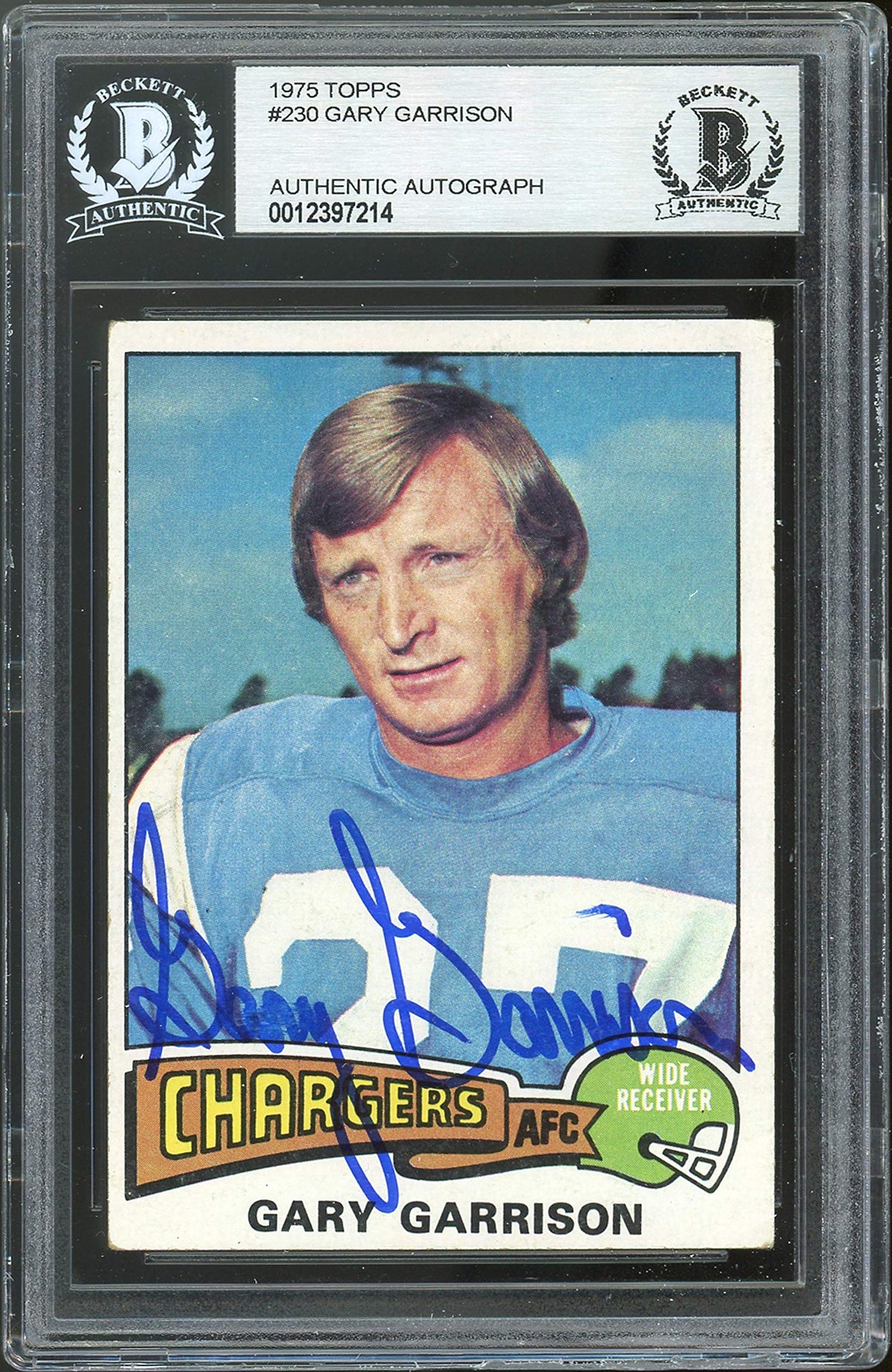 Chargers Gary Garrison Authentic Signed 1975 Topps #230 Card BAS Slabbed