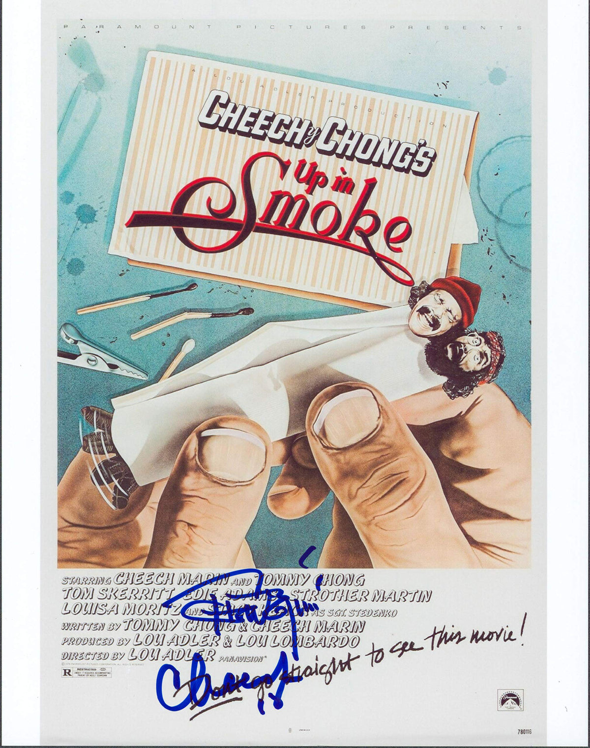 Cheech Marin & Tommy Chong Up in Smoke Authentic Signed 8.5x11 Photo BAS #E85519