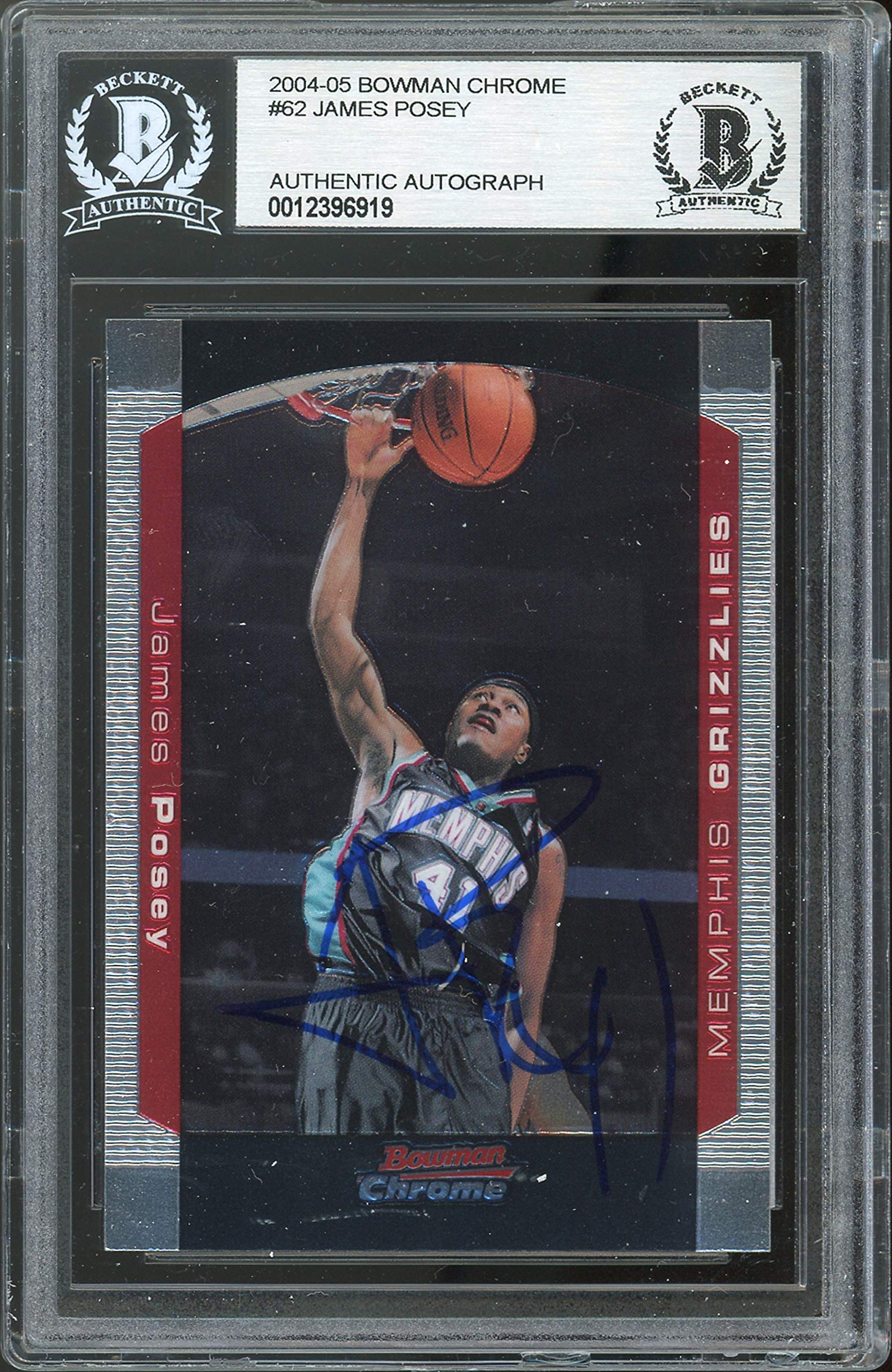 Grizzlies James Posey Authentic Signed 2004 Bowman Chrome #62 Card BAS Slabbed