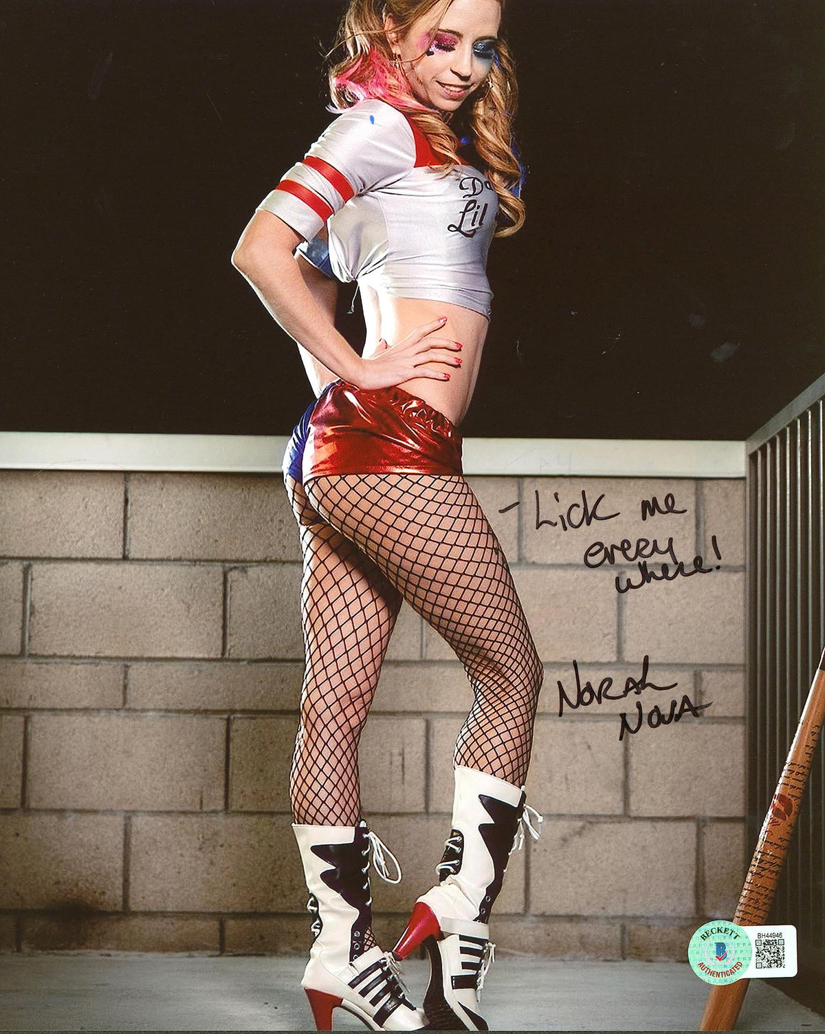 Norah Nova Adult Film Star w/ Unique Insc. Signed 8x10 Sexy Photo BAS #BH44946
