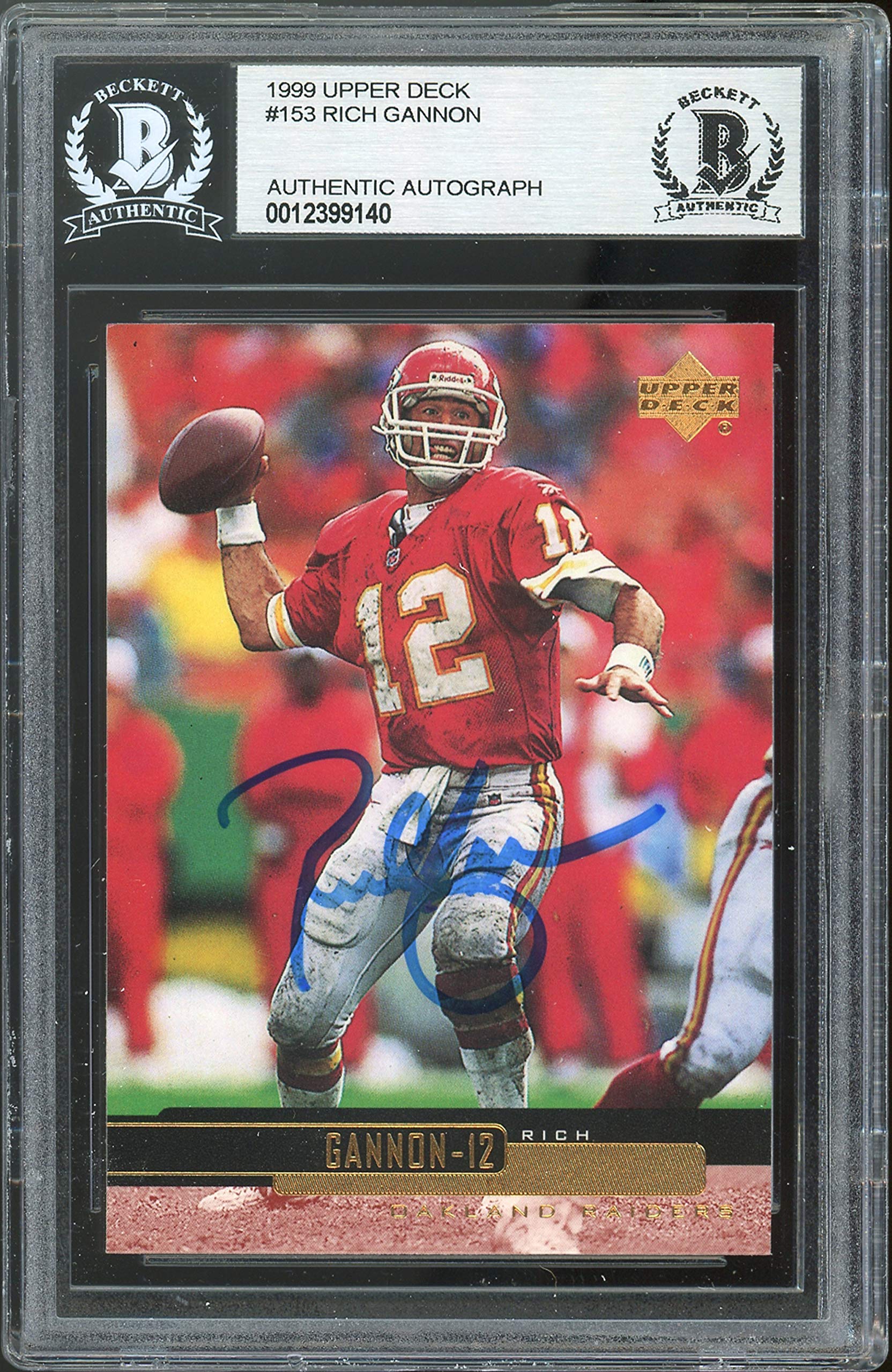 Raiders Rich Gannon Authentic Signed 1999 Upper Deck #153 Card BAS Slabbed