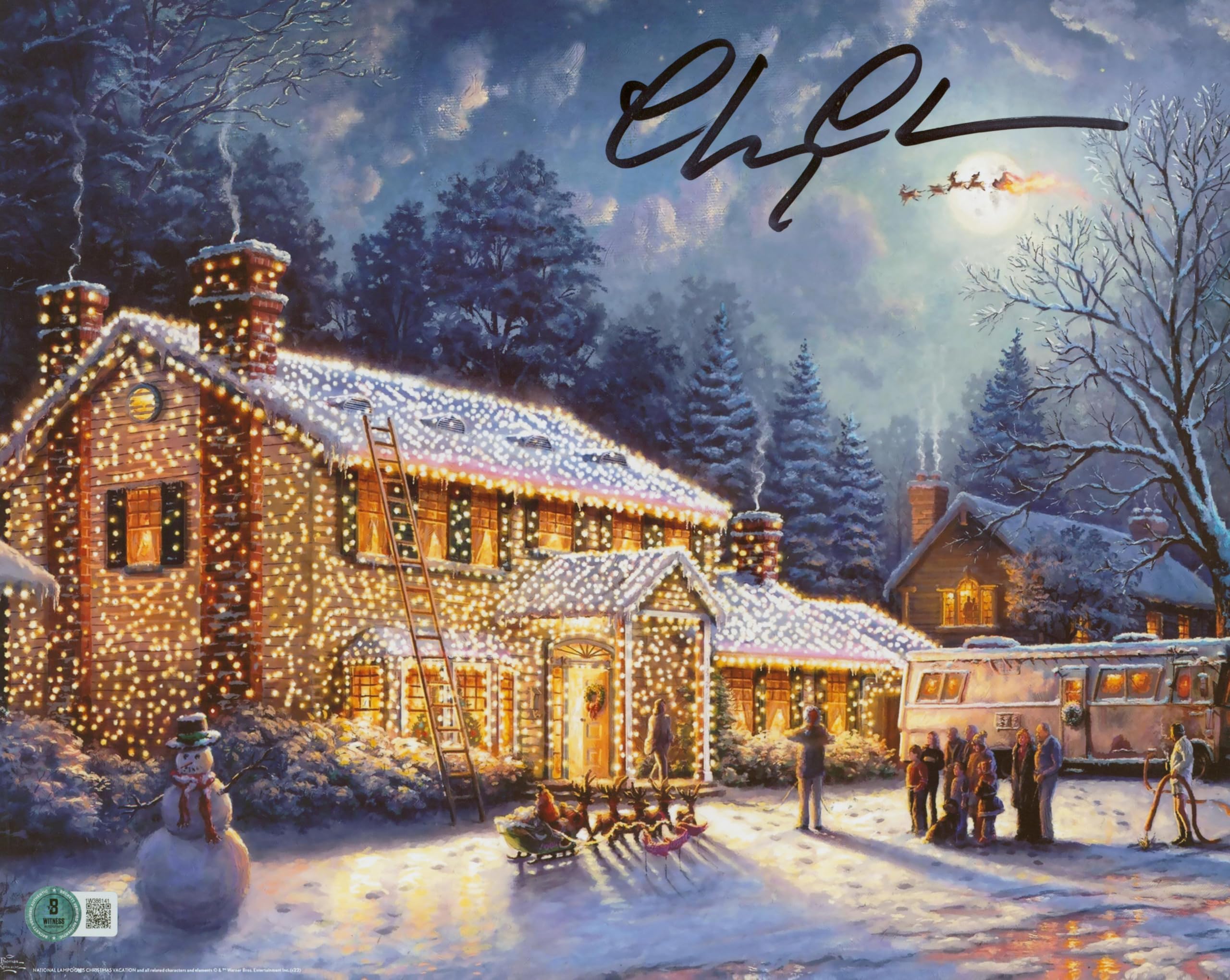 Chevy Chase Christmas Vacation Signed 11x14 Christmas Lights Photo BAS Witness