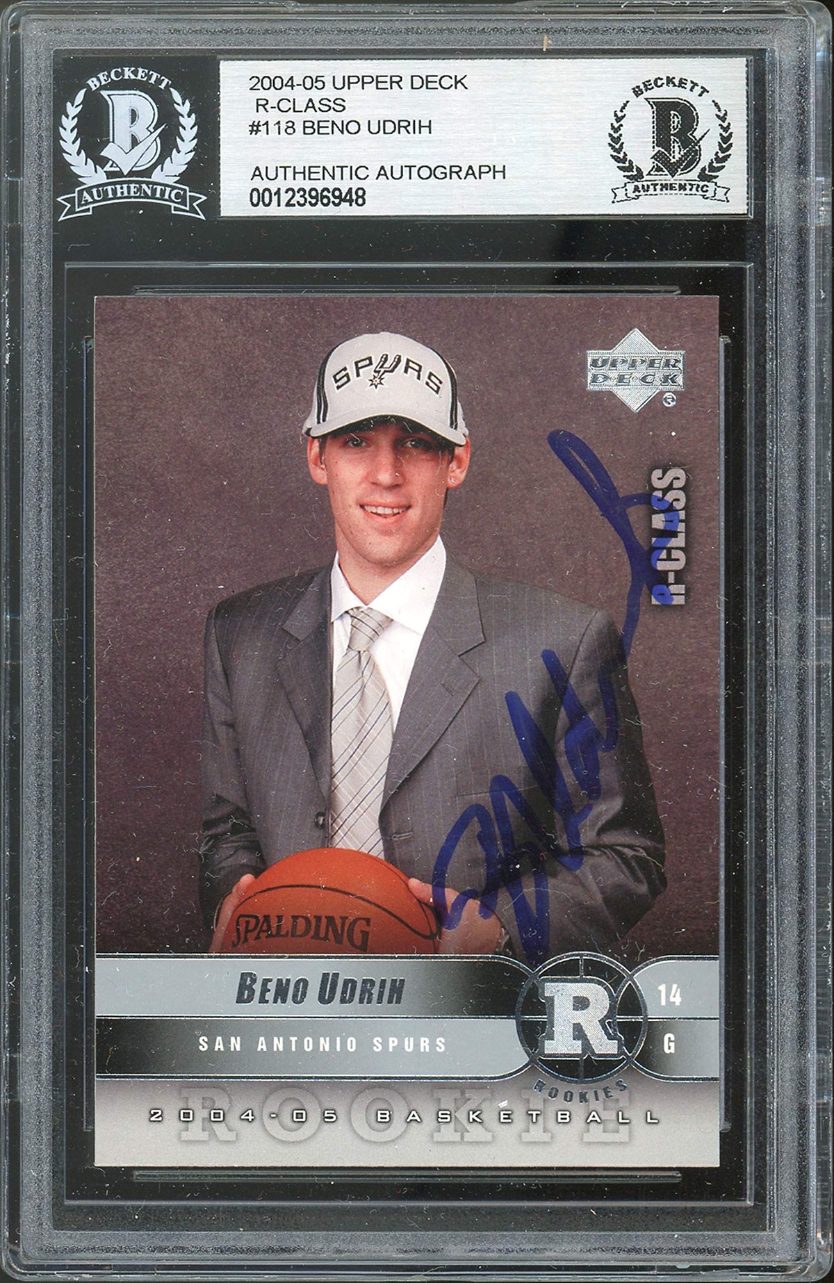 Spurs Beno Udrih Authentic Signed 2004 Upper Deck R-Class #118 Card BAS Slabbed
