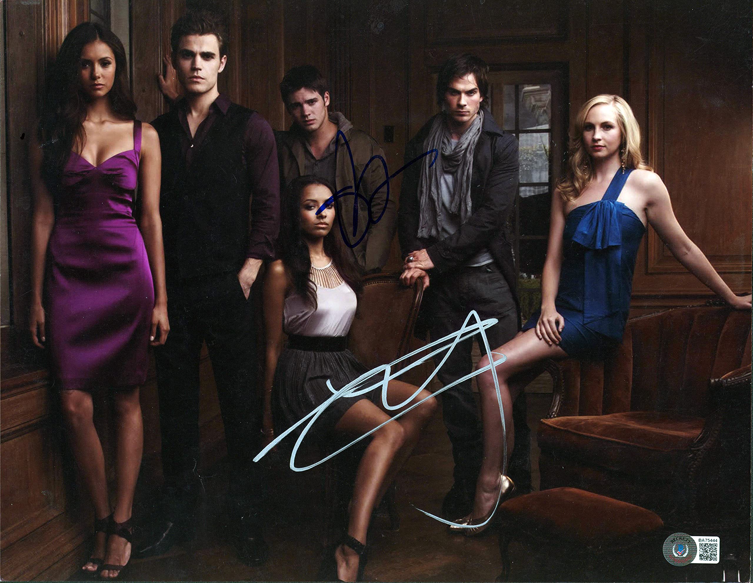 Kat Graham & Steven R McQueen Vampire Diaries Signed 11x14 Photo BAS #BA75444