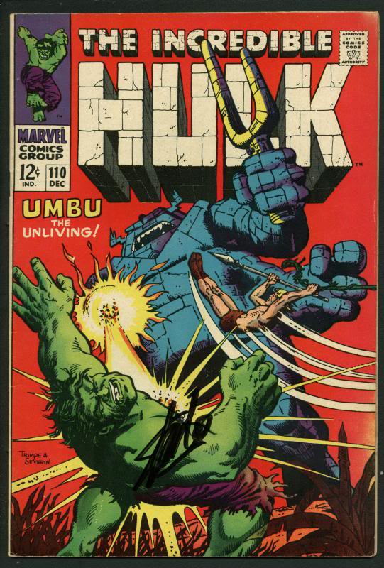 Stan Lee Signed Incredible Hulk #110 Comic Book Umbu The Unliving PSA #W18864