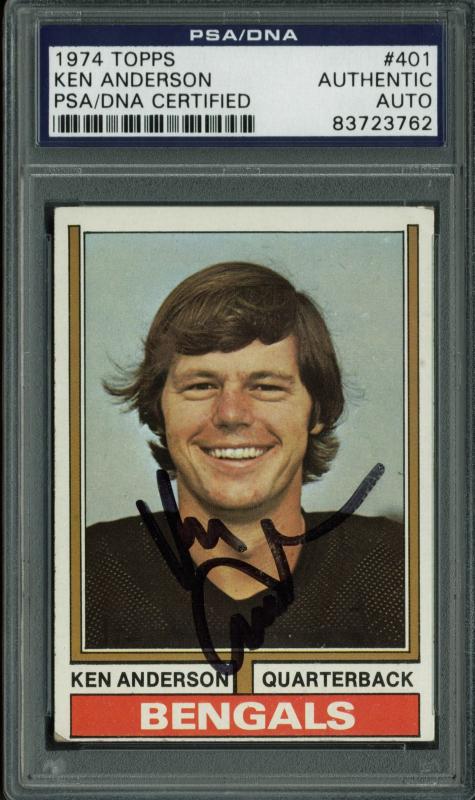 Bengals Ken Anderson Authentic Signed Card 1974 Topps #401 PSA/DNA Slabbed