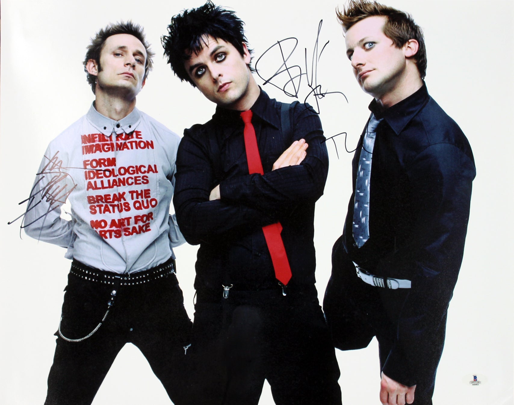 Green Day (3) Armstrong, Tre Cool & Dirnt Signed 16X20 Photo BAS #A02021