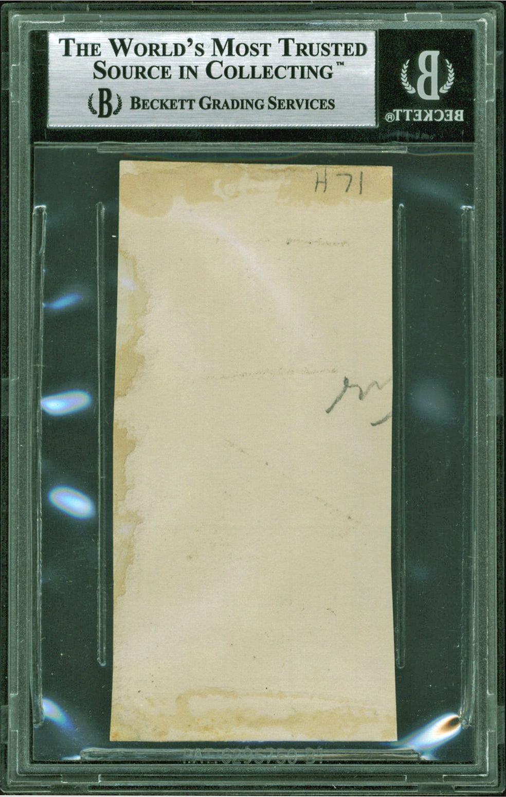 Jefferson Davis Signed 1.75x3.75 Handwritten Quote & Cut Signature BAS Slabbed