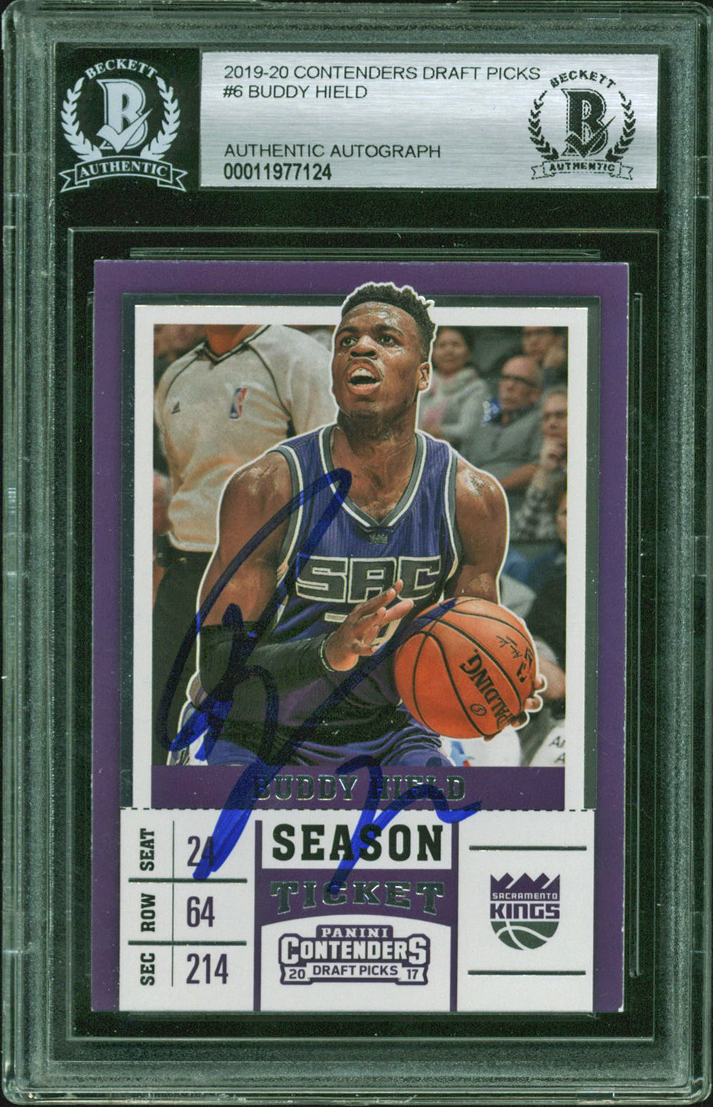 Kings Buddy Hield Signed 2019 Contenders Draft Picks #6 Auto Card BAS Slabbed