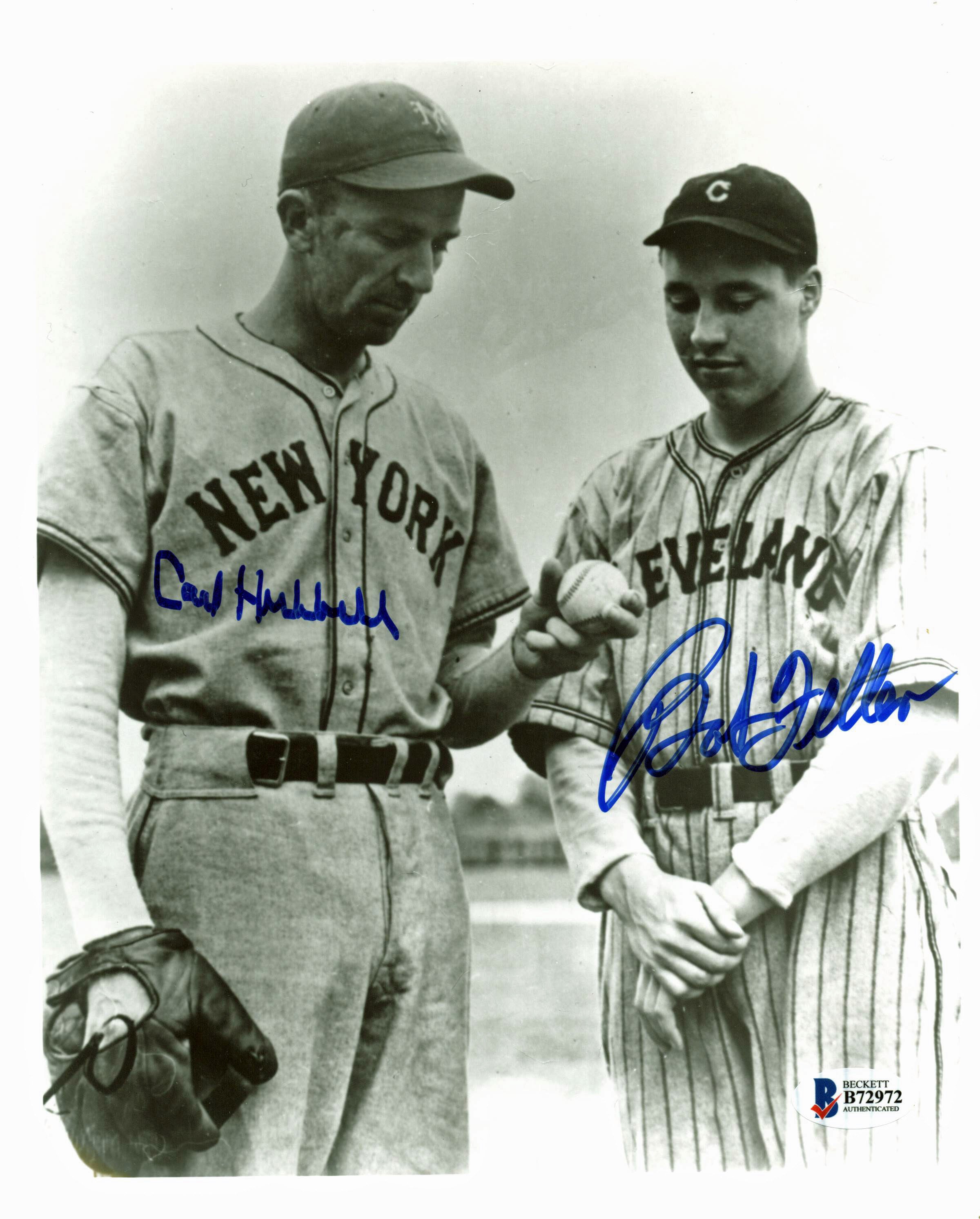 Bob Feller & Carl Hubbell Baseball Authentic Signed 8X10 Photo BAS #B72972