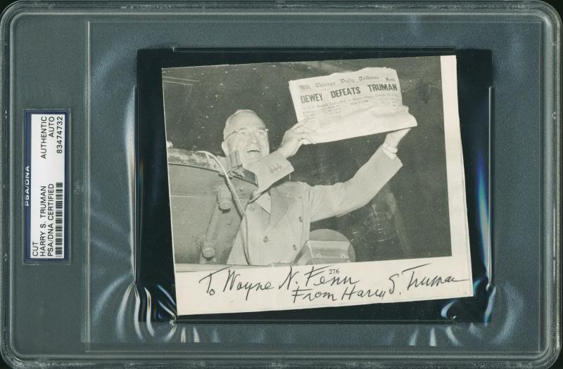 President Harry Truman Authentic Signed 4.5X5.25 Cut Autographed PSA/DNA Slabbed